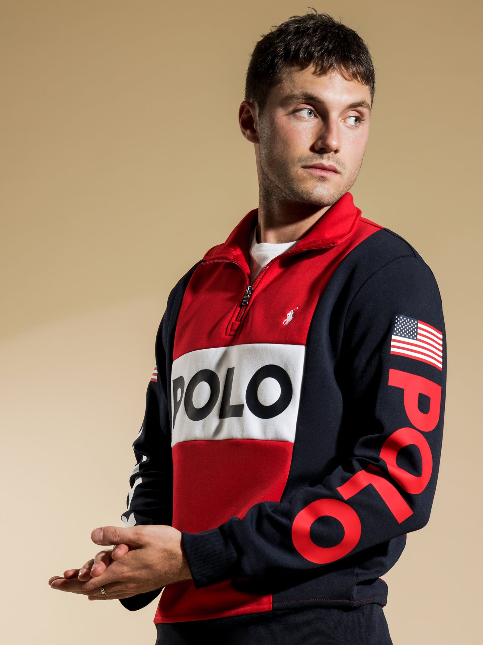 Colour Block Half Zip sweater