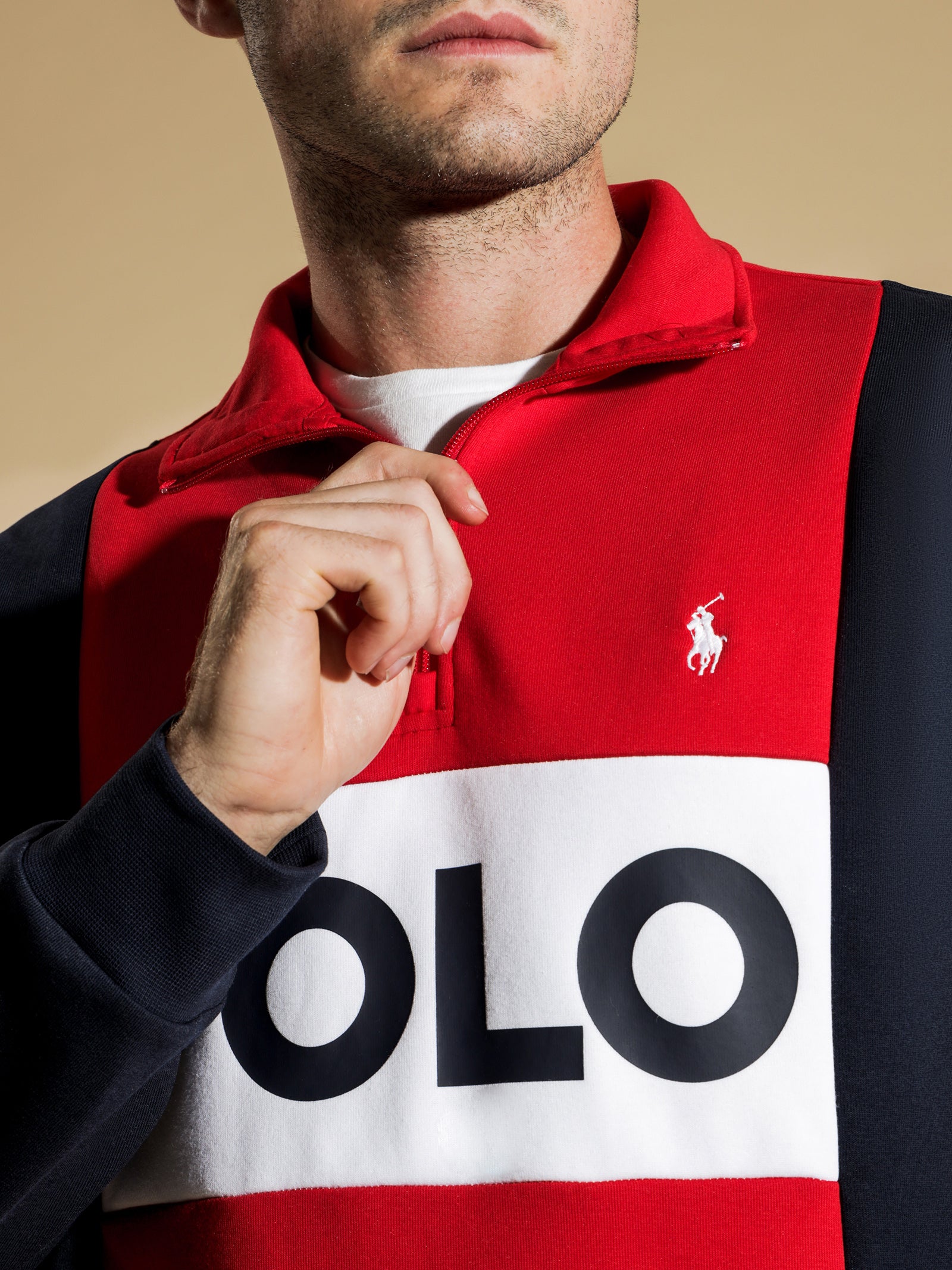 Colour Block Half Zip sweater