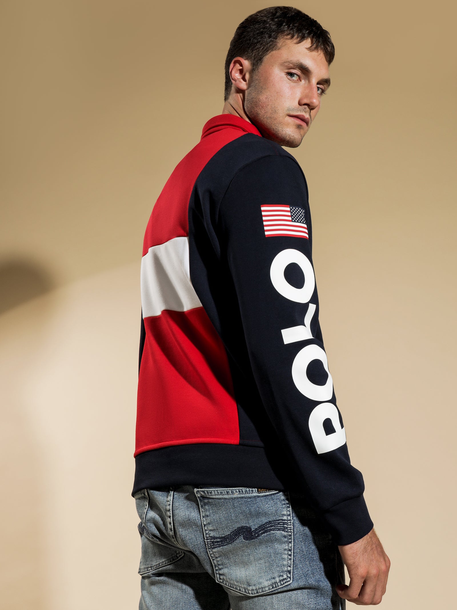 Colour Block Half Zip sweater