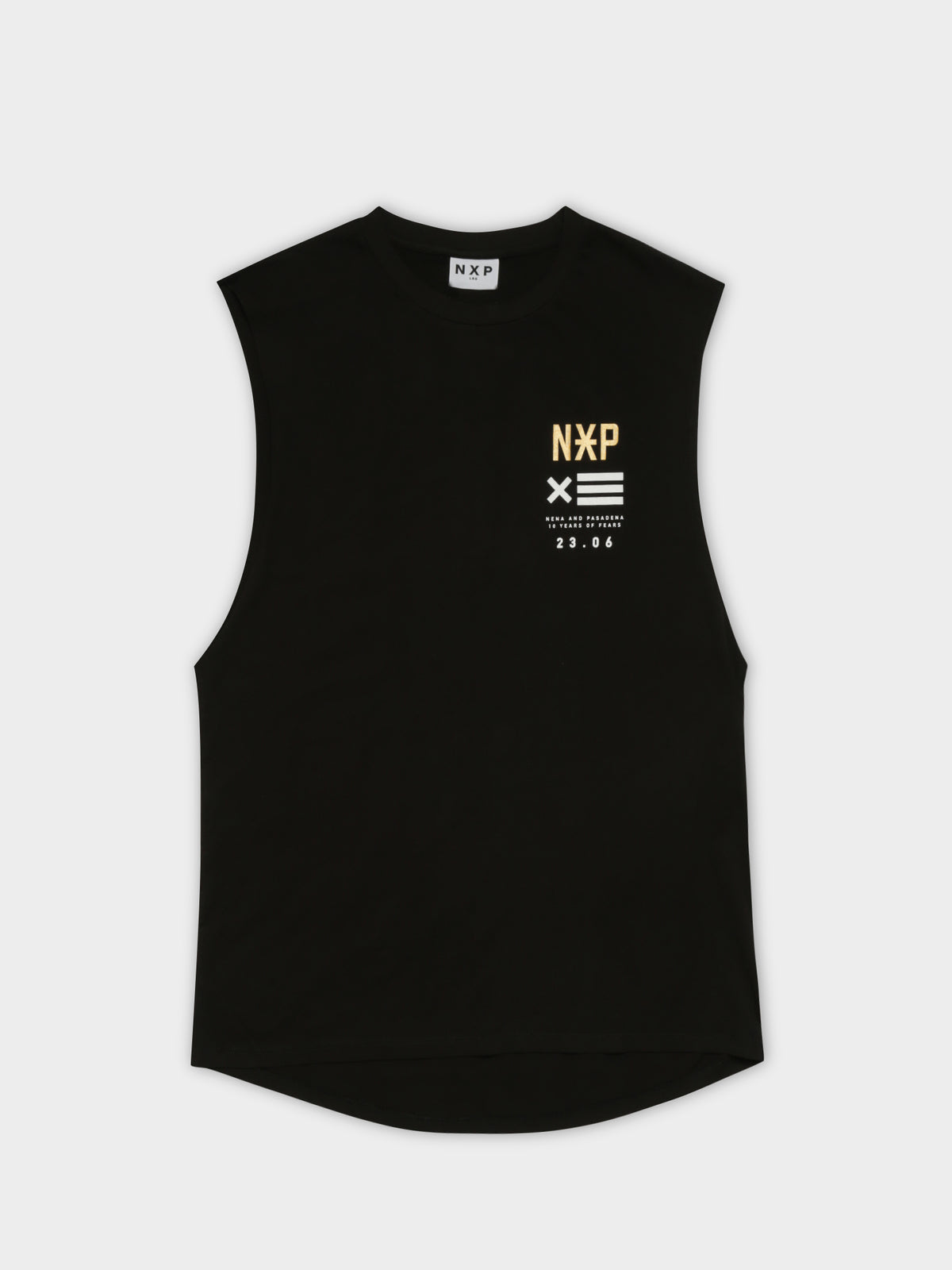 Power in Numbers Scoop Back Muscle T-Shirt in Jet Black