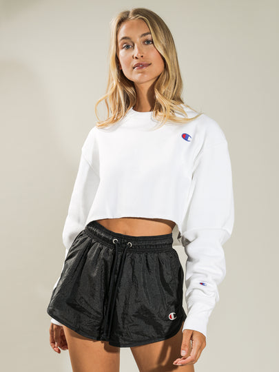 Reverse Weave Cropped Cut Off Crew Sweatshirt
