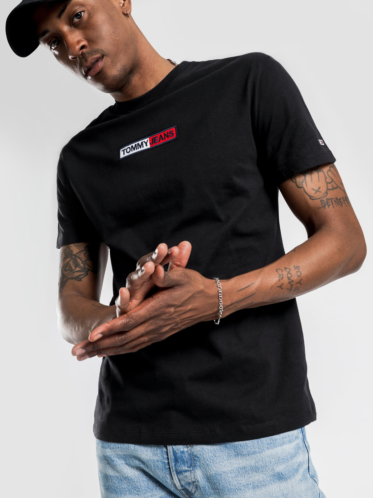 Embroidered Box Logo T-Shirt in Black
