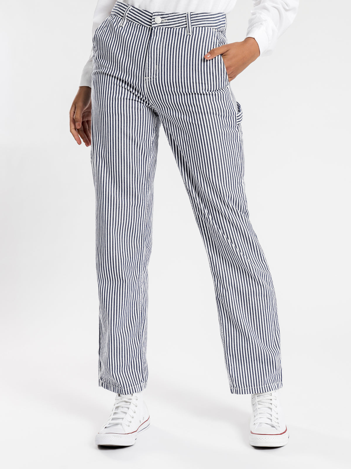 Pierce Straight Pant in Blue &amp; White Rinsed