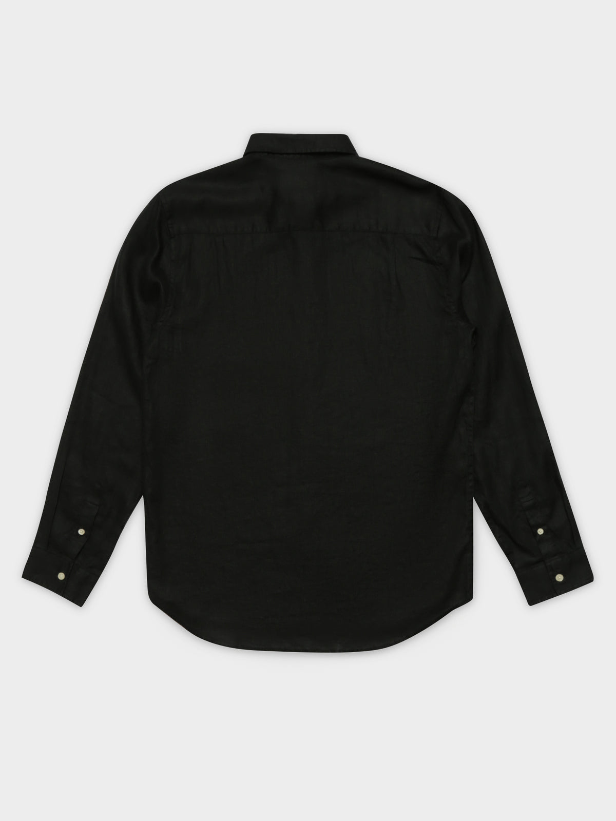 Hampton Long Sleeve Linen Shirt in Black
