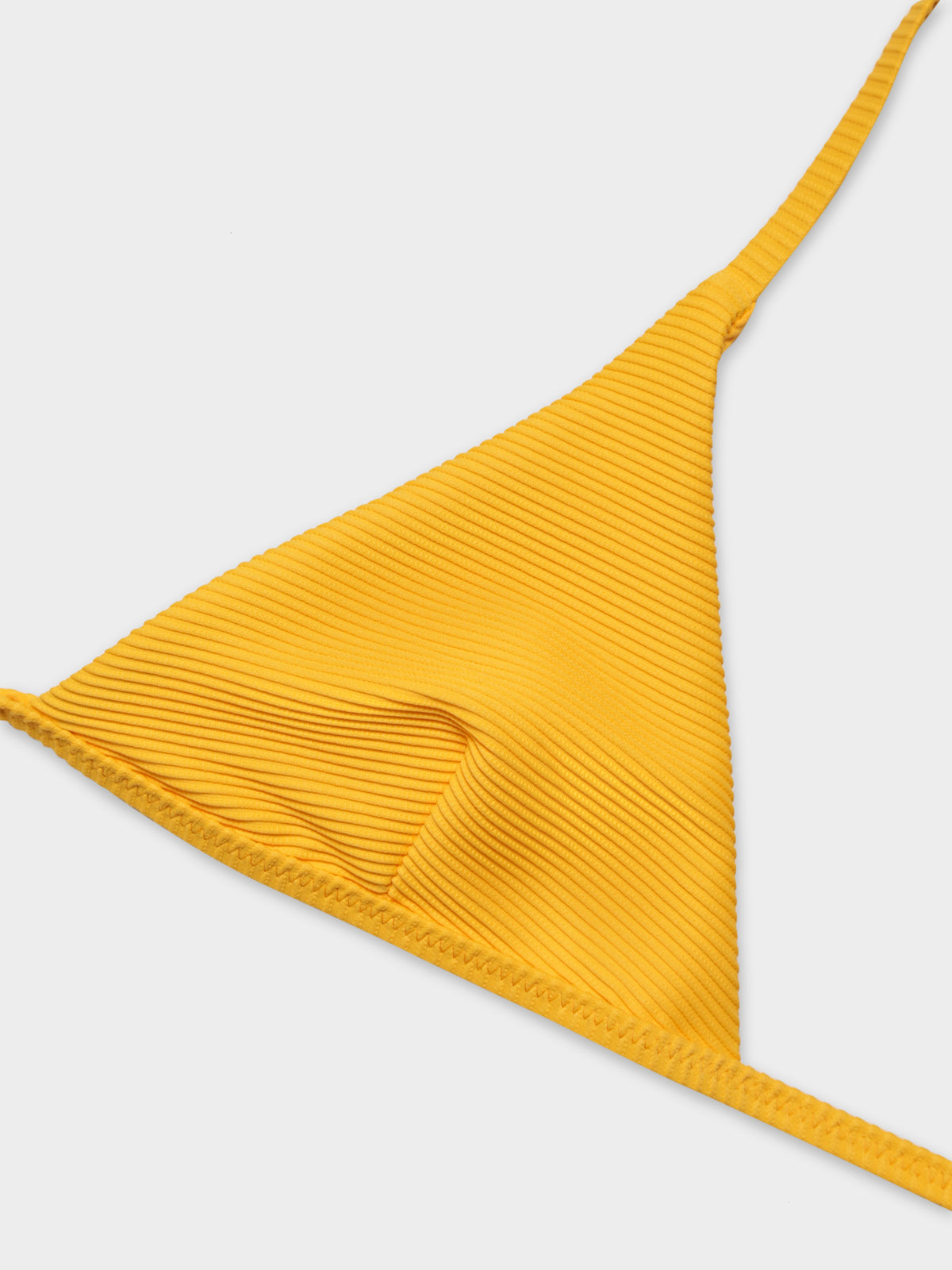 Rib High Apex Triangle Bikini Top in Papaya