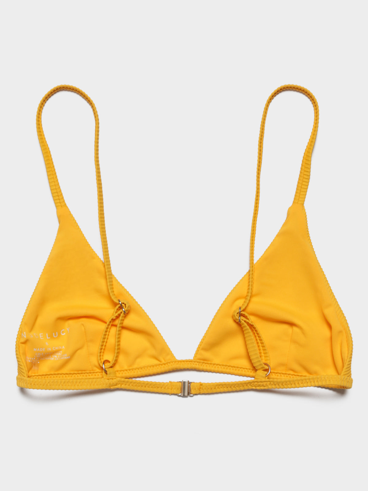 Rib High Apex Triangle Bikini Top in Papaya