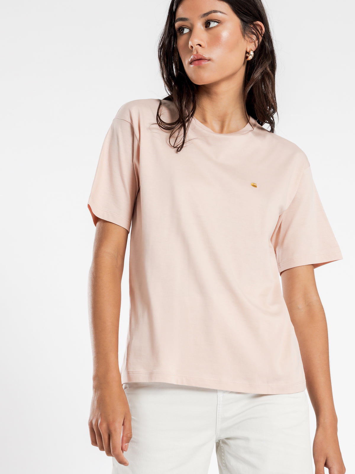 Short Sleeve Chasey T-Shirt in Powdery Pink &amp; Gold