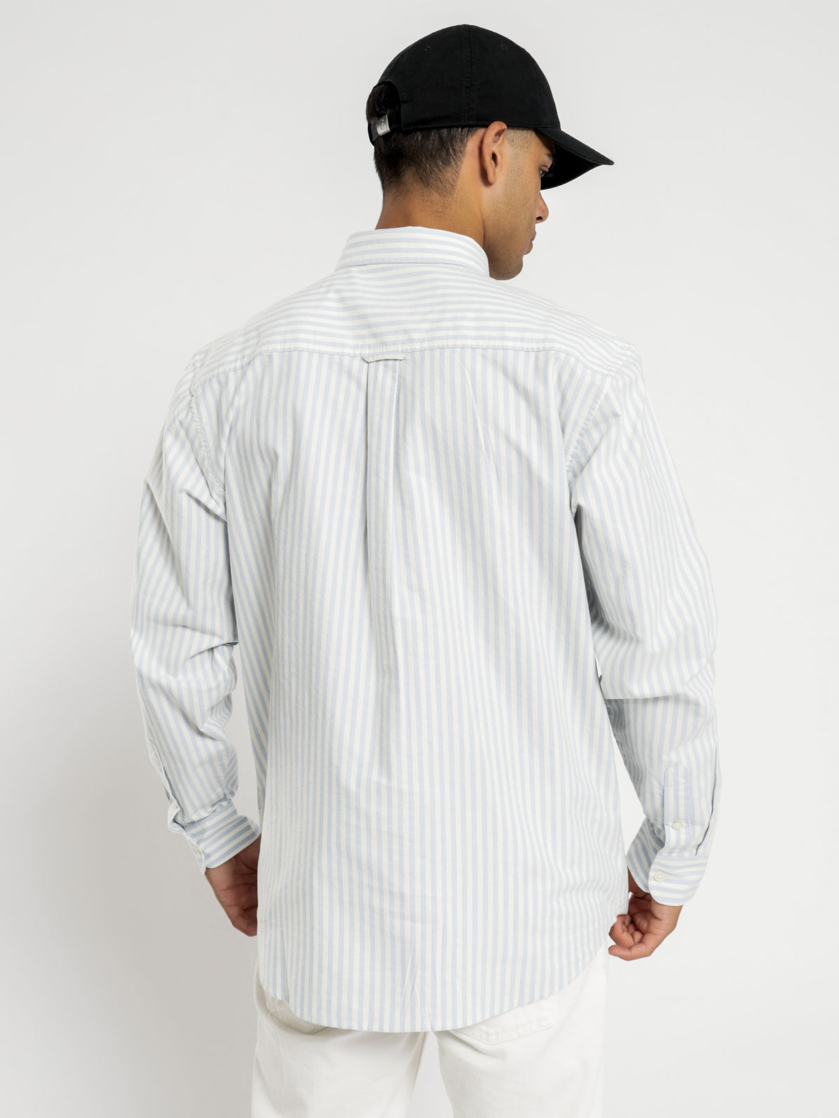 Simon Long Sleeve Shirt in Blue &amp; White Stripe