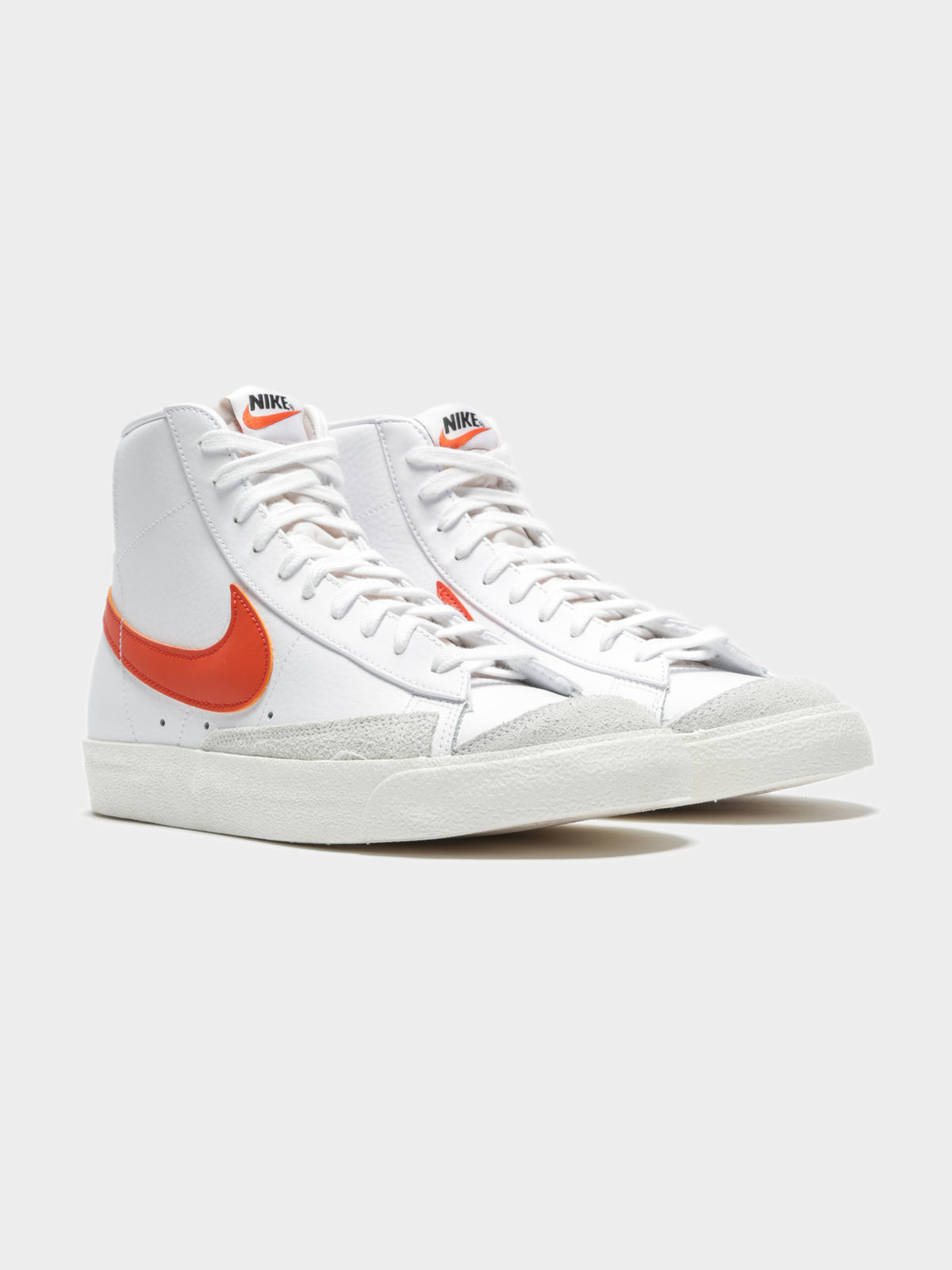 Mens Blazer Mid &#39;77 Sneakers in White &amp; Orange
