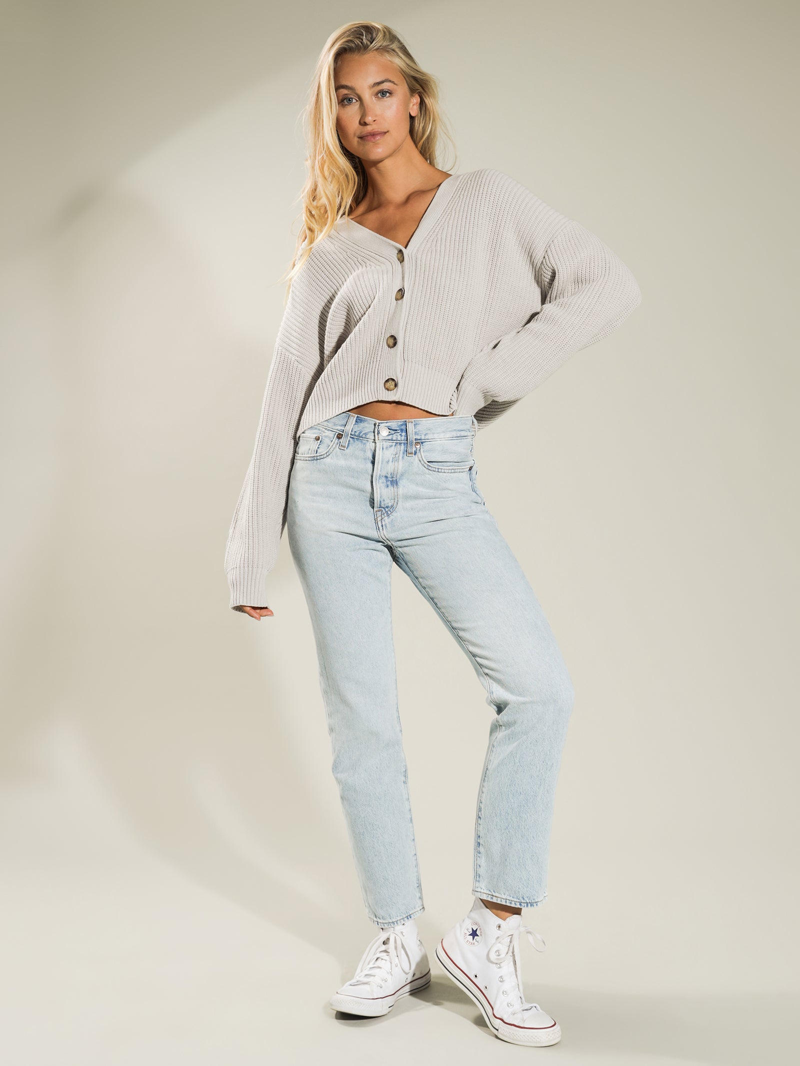 Button Oversized Cardigan