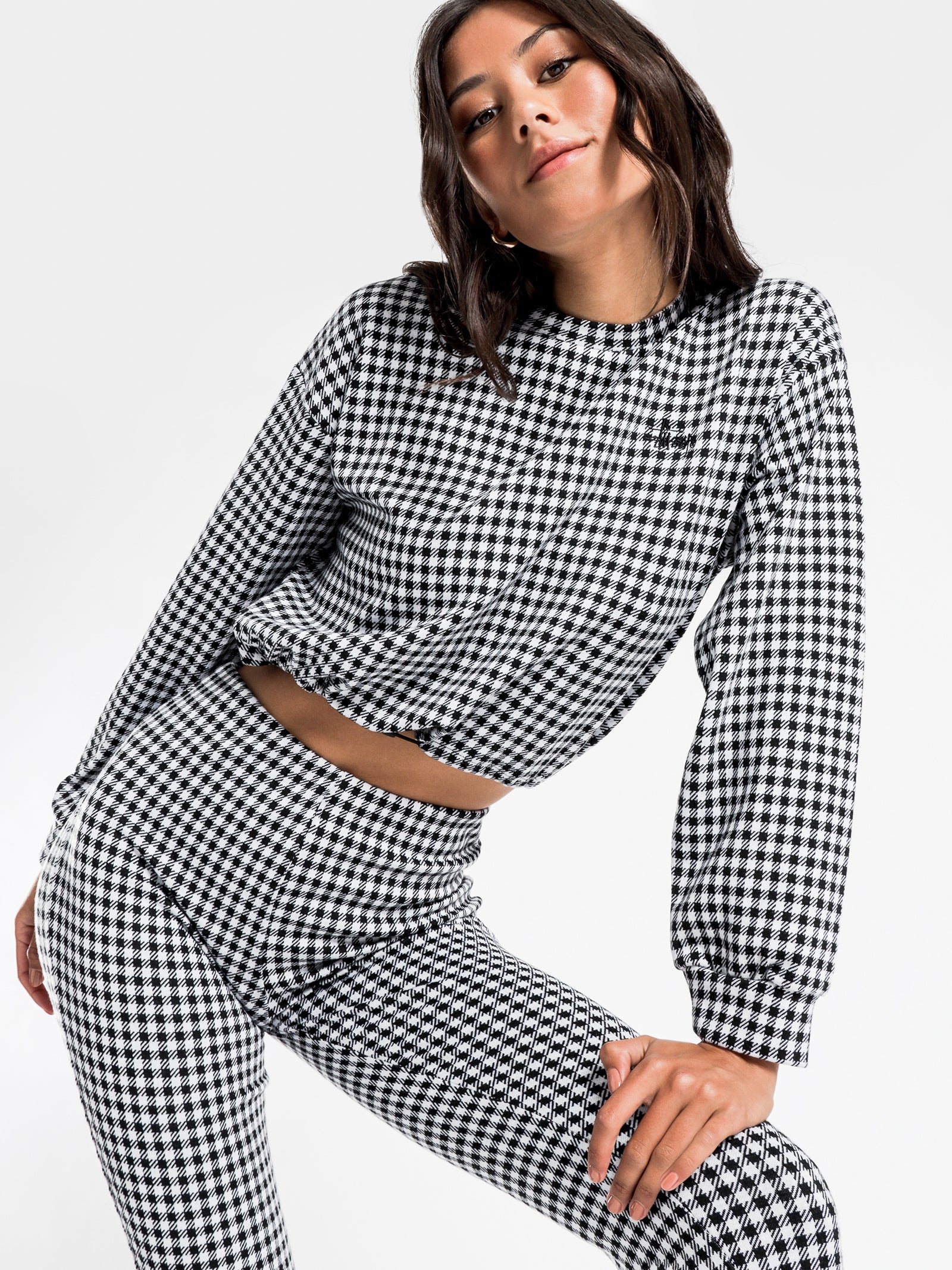 Montrose Knitted Check Crew Jumper