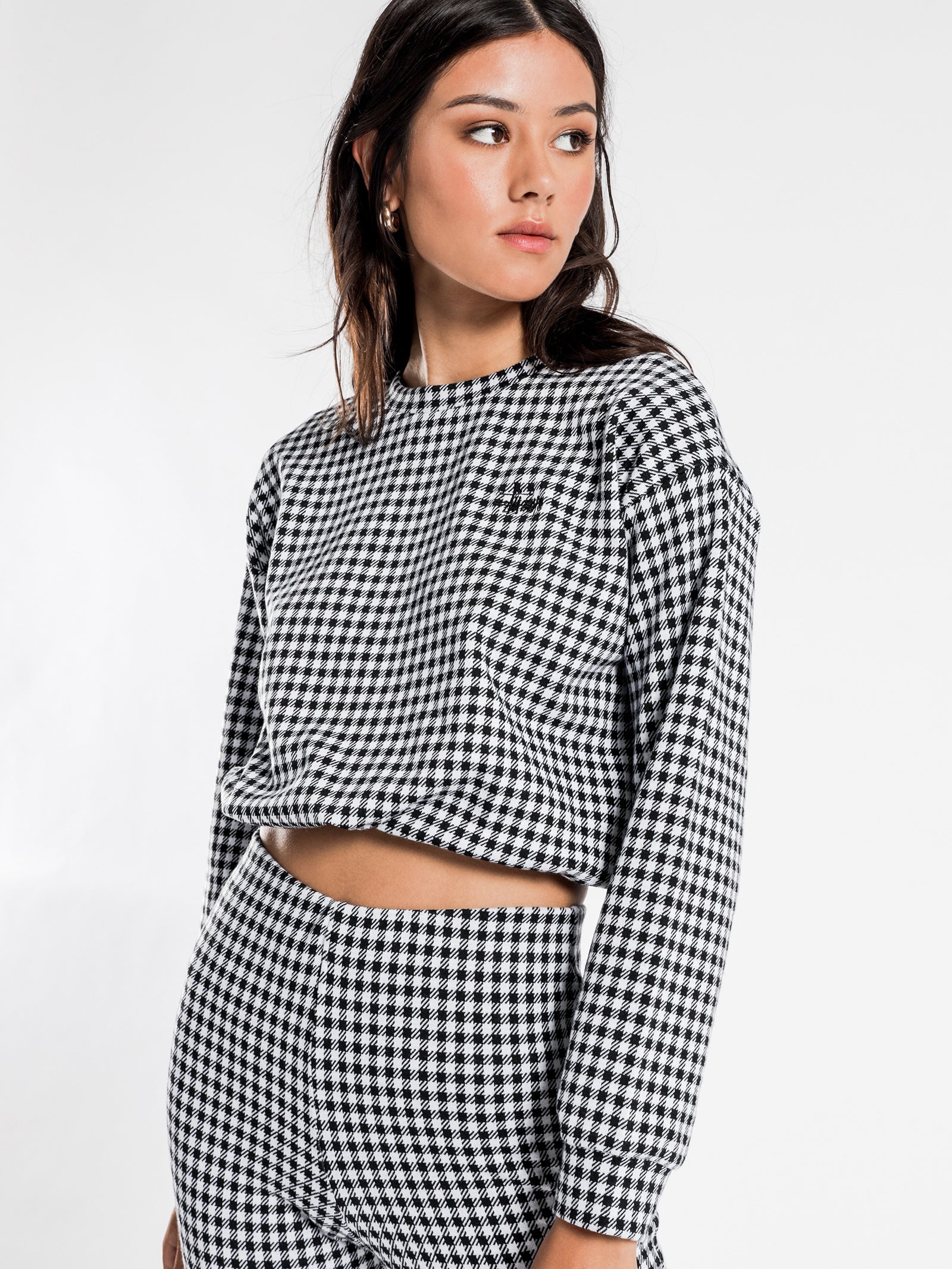 Montrose Knitted Check Crew Jumper