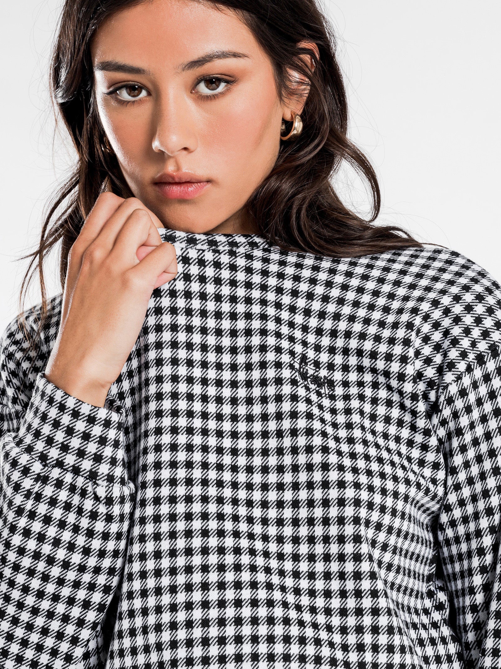 Montrose Knitted Check Crew Jumper