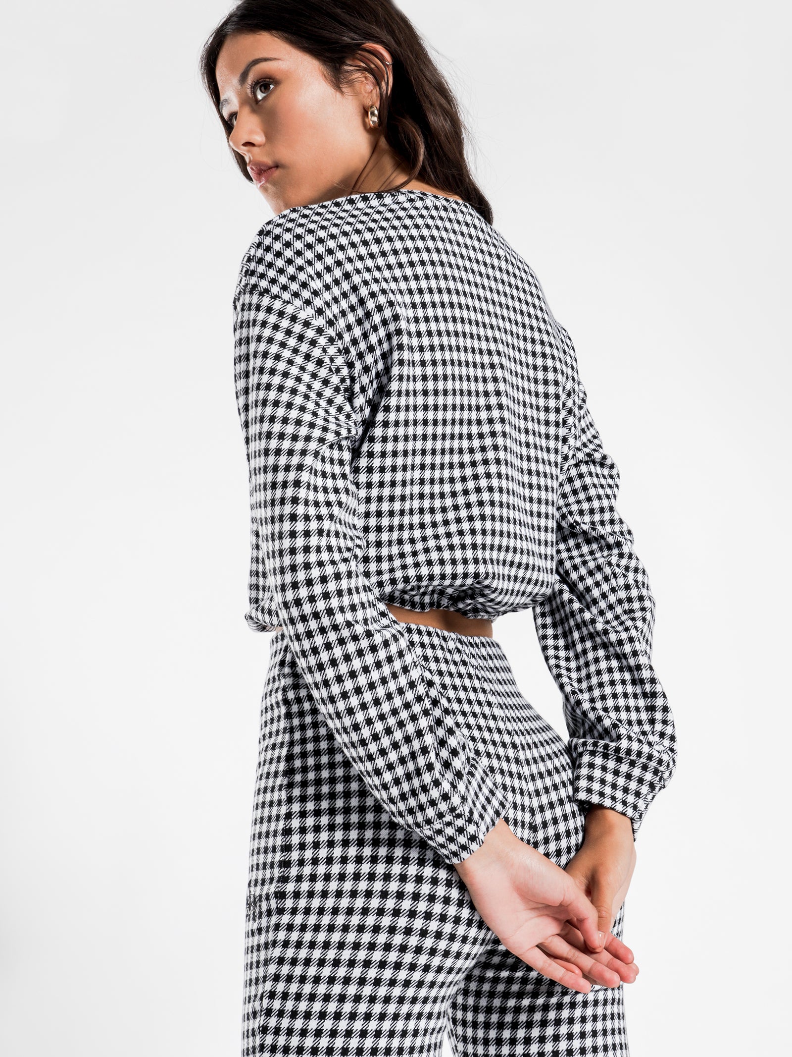 Montrose Knitted Check Crew Jumper