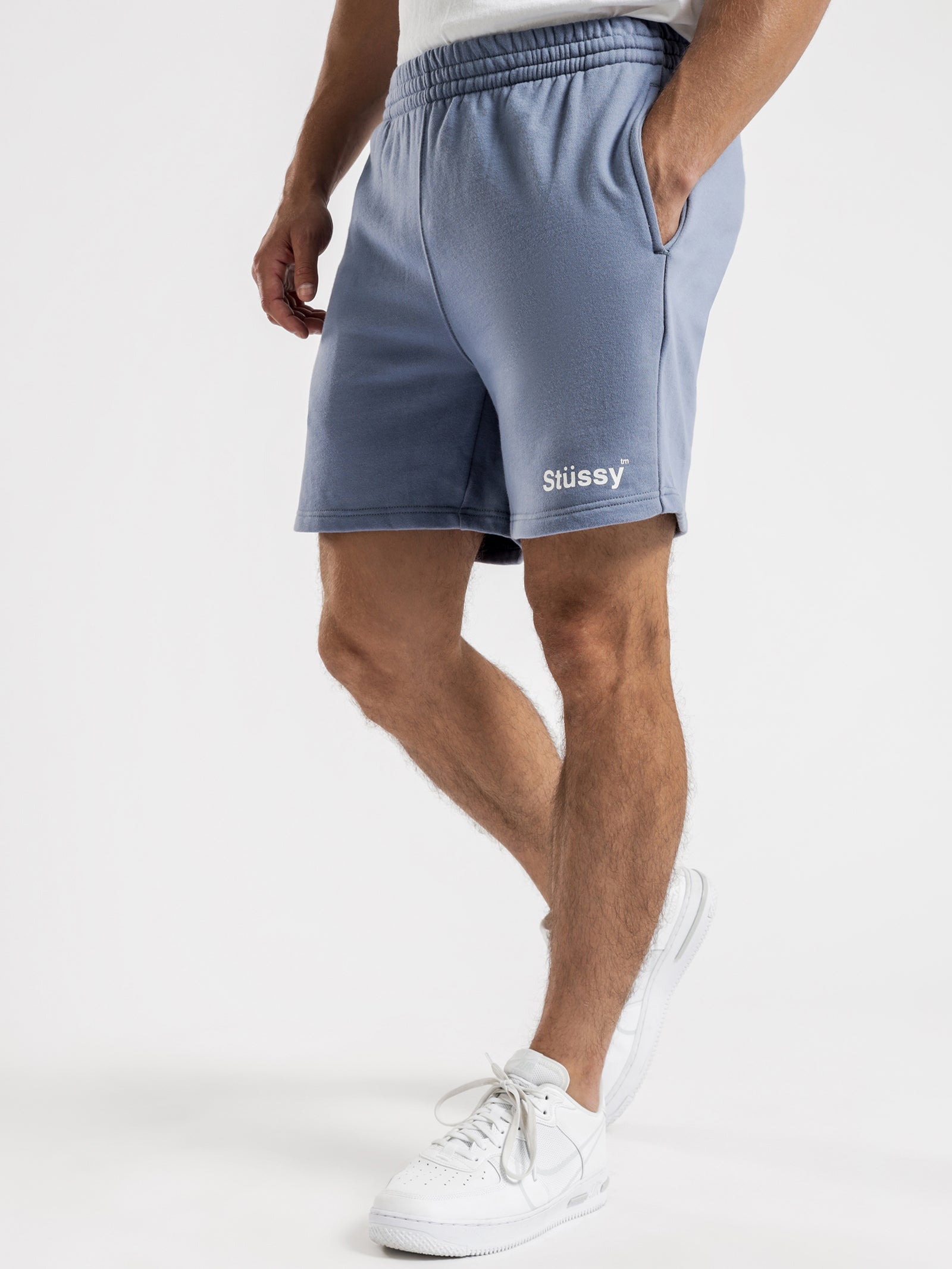 Text Fleece Shorts in Blue