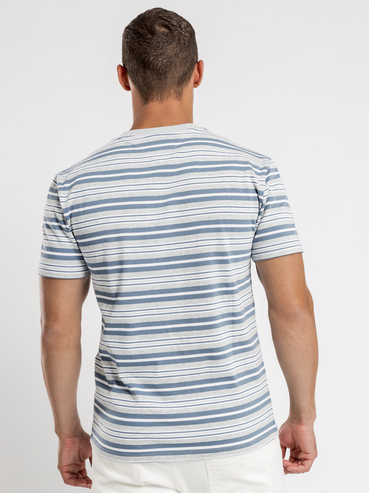 Stripe Pocket T-Shirt in Grey Heather Stripe