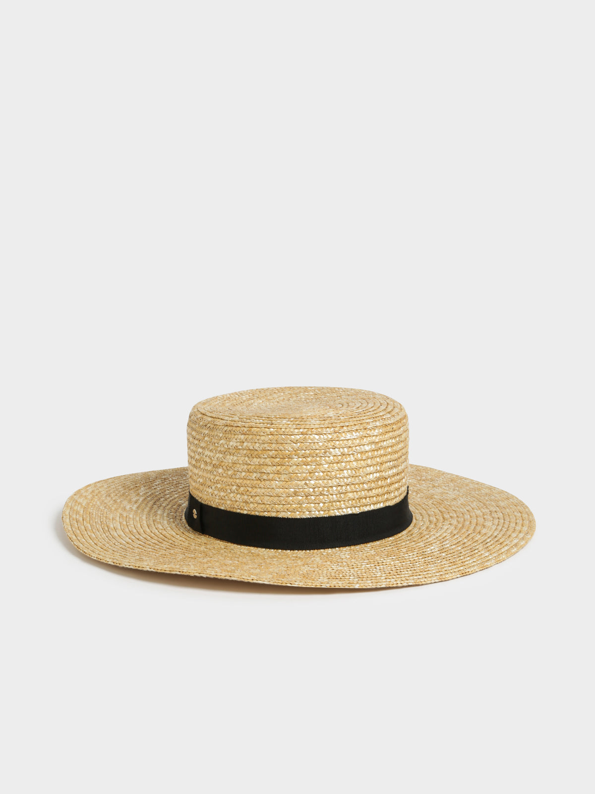 Natural Straw Boater Hat in Natural Black