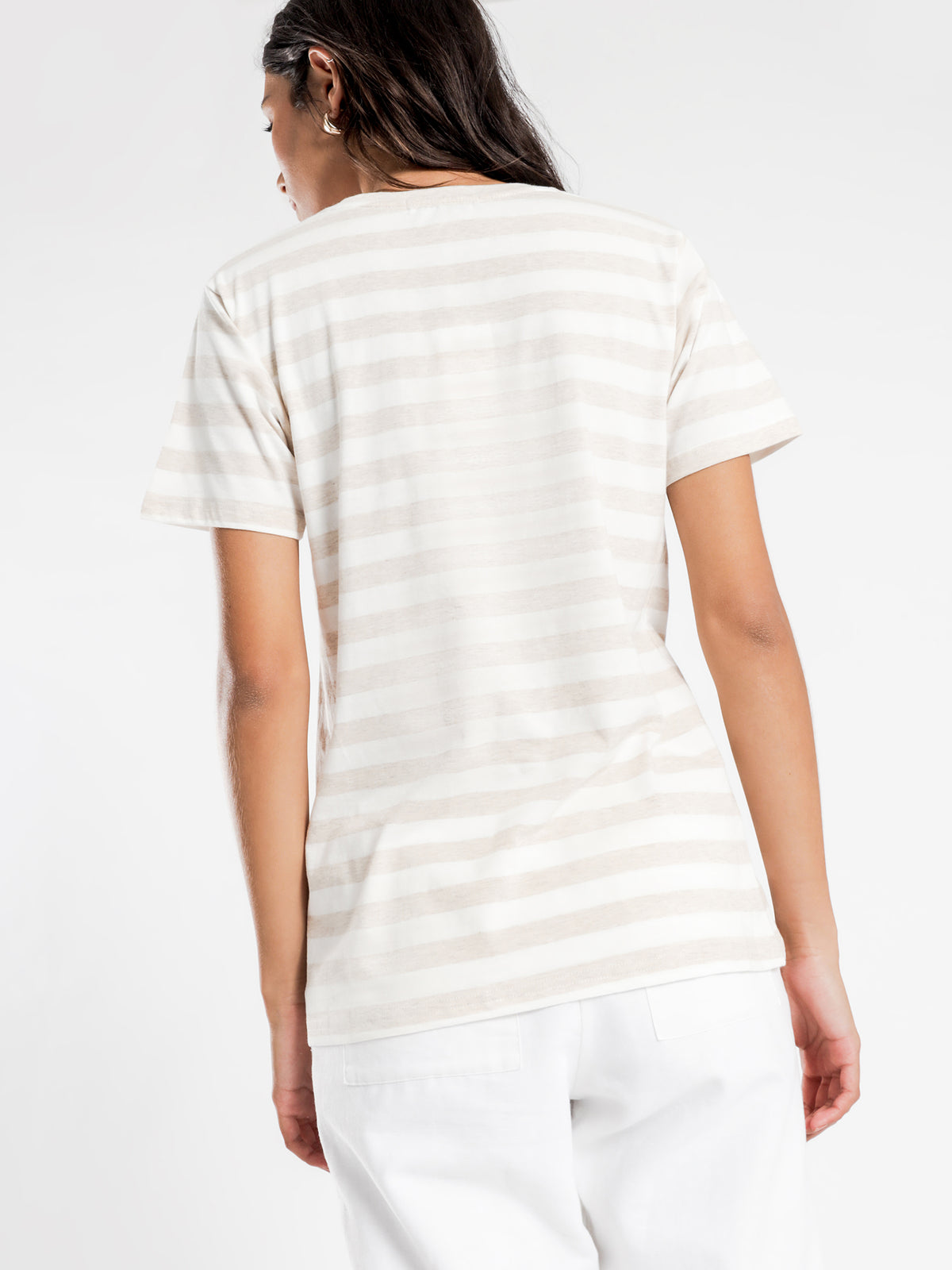 Stripe Slogan T-Shirt in Cream Stripe