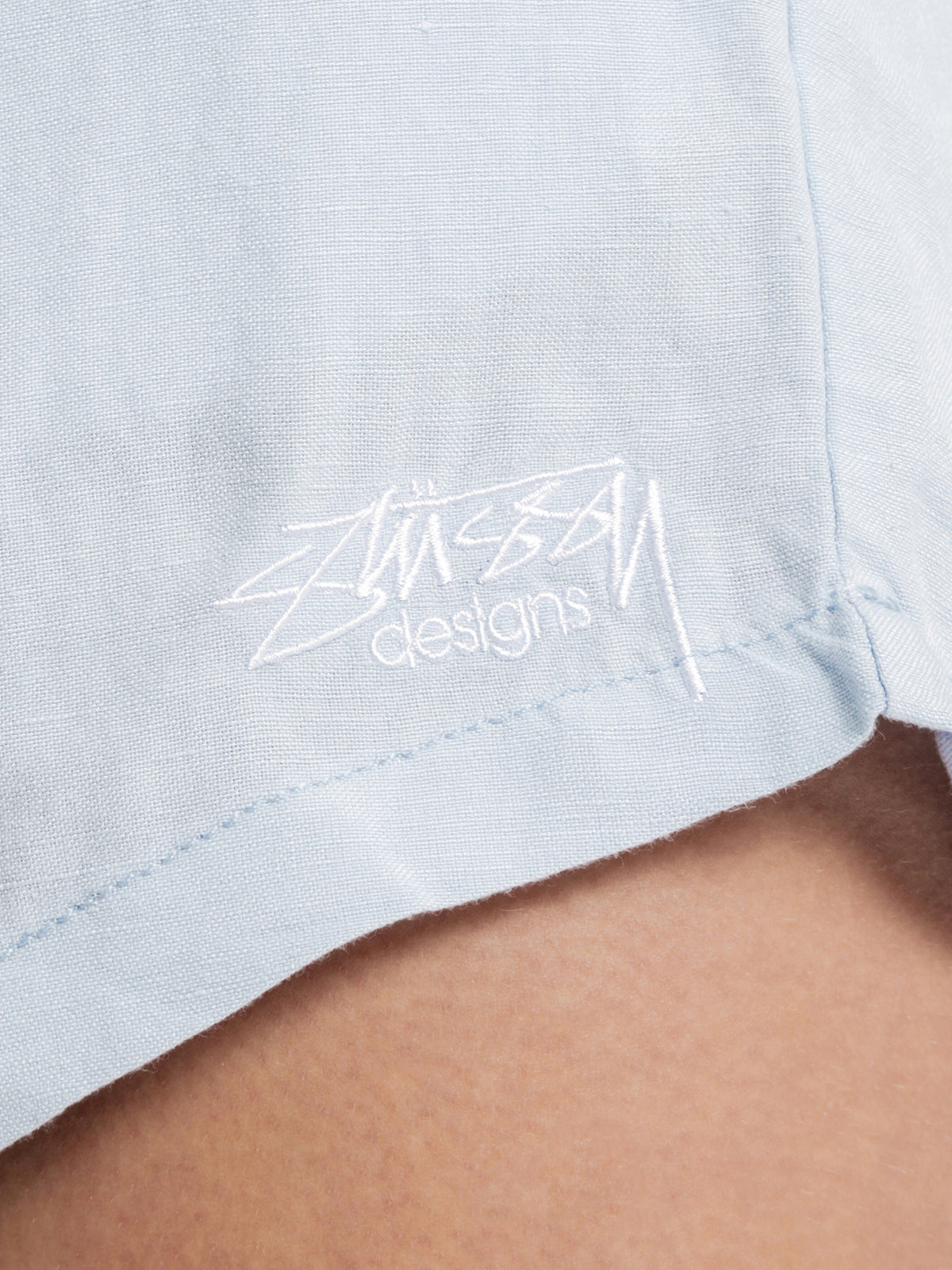 Designs Linen Shorts in Washed Blue