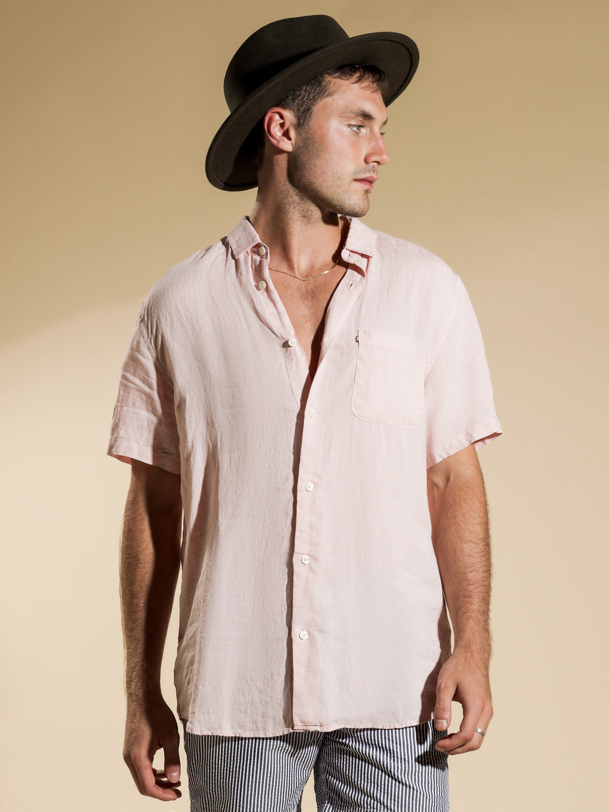 Academy Brand Newport Button Up T-Shirt | Pink
