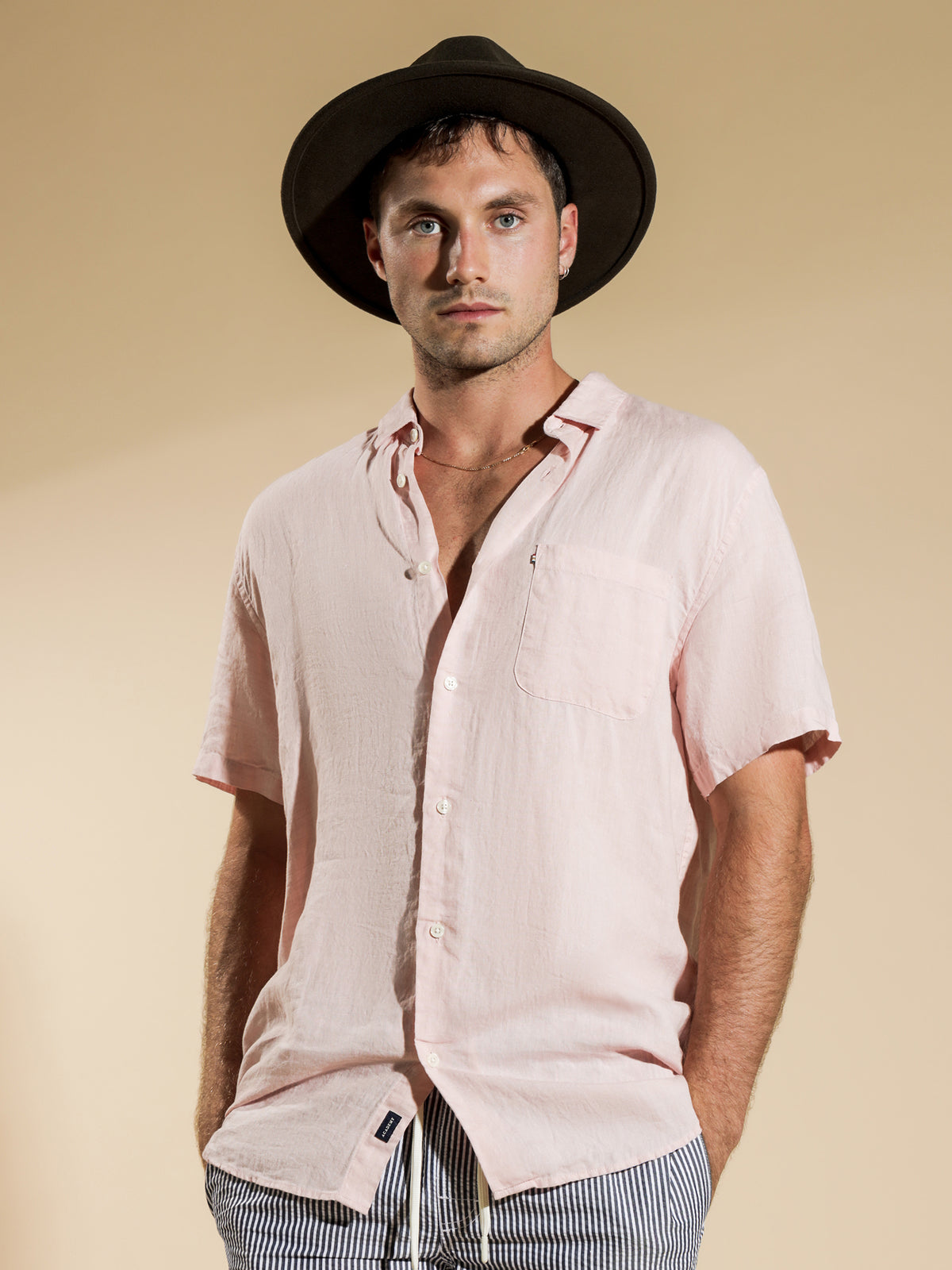 Academy Brand Newport Button Up T-Shirt | Pink