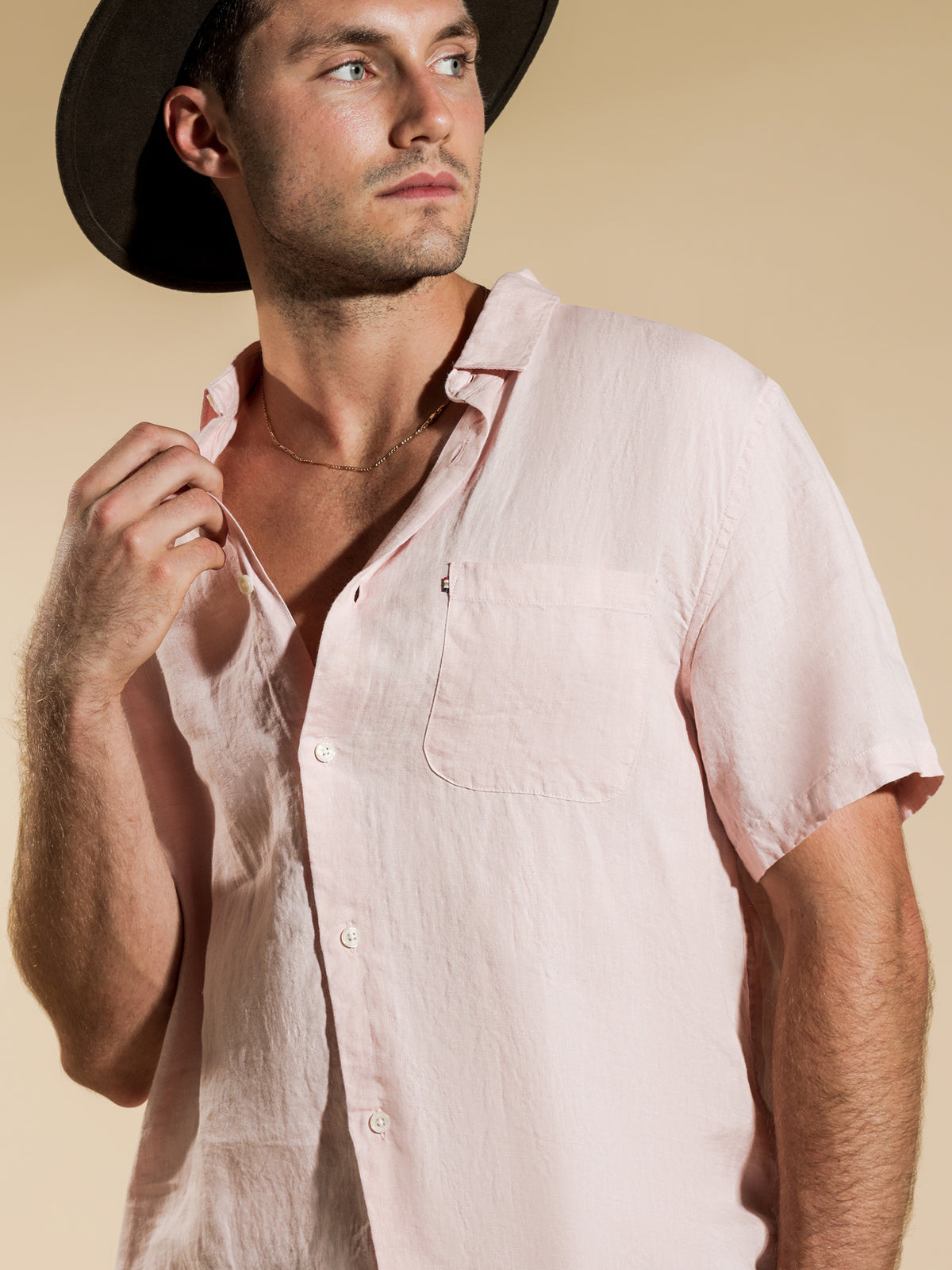 Newport Button Up T-Shirt in Pink