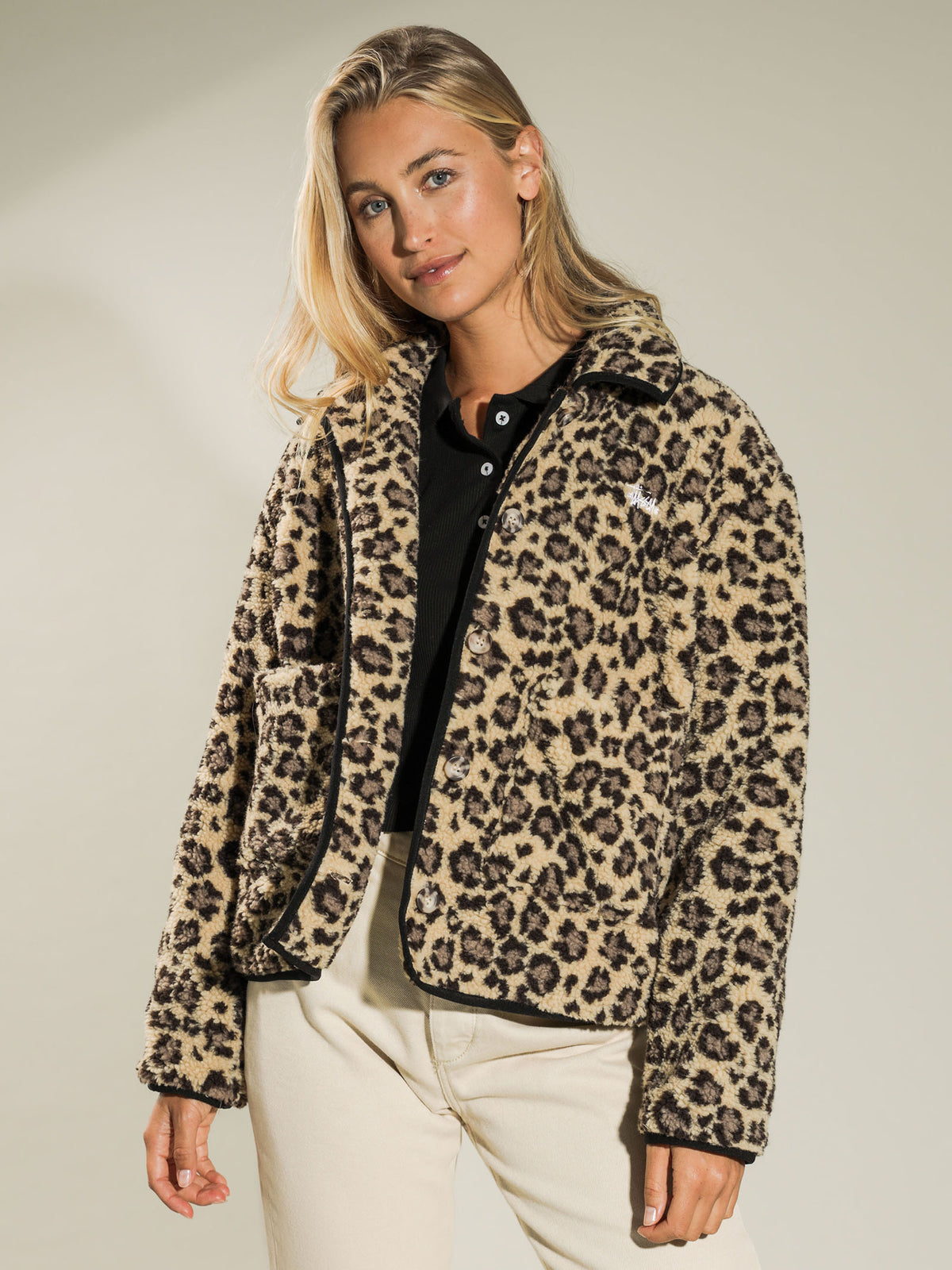 Graffiti Sherpa Jacket in Leopard