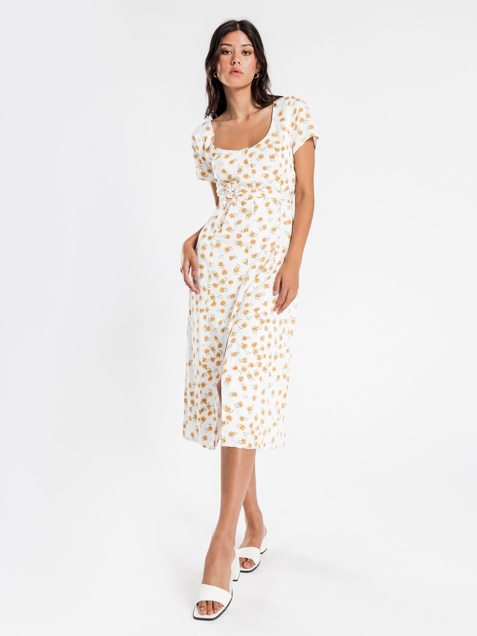 Britt Button Front Midi Dress
