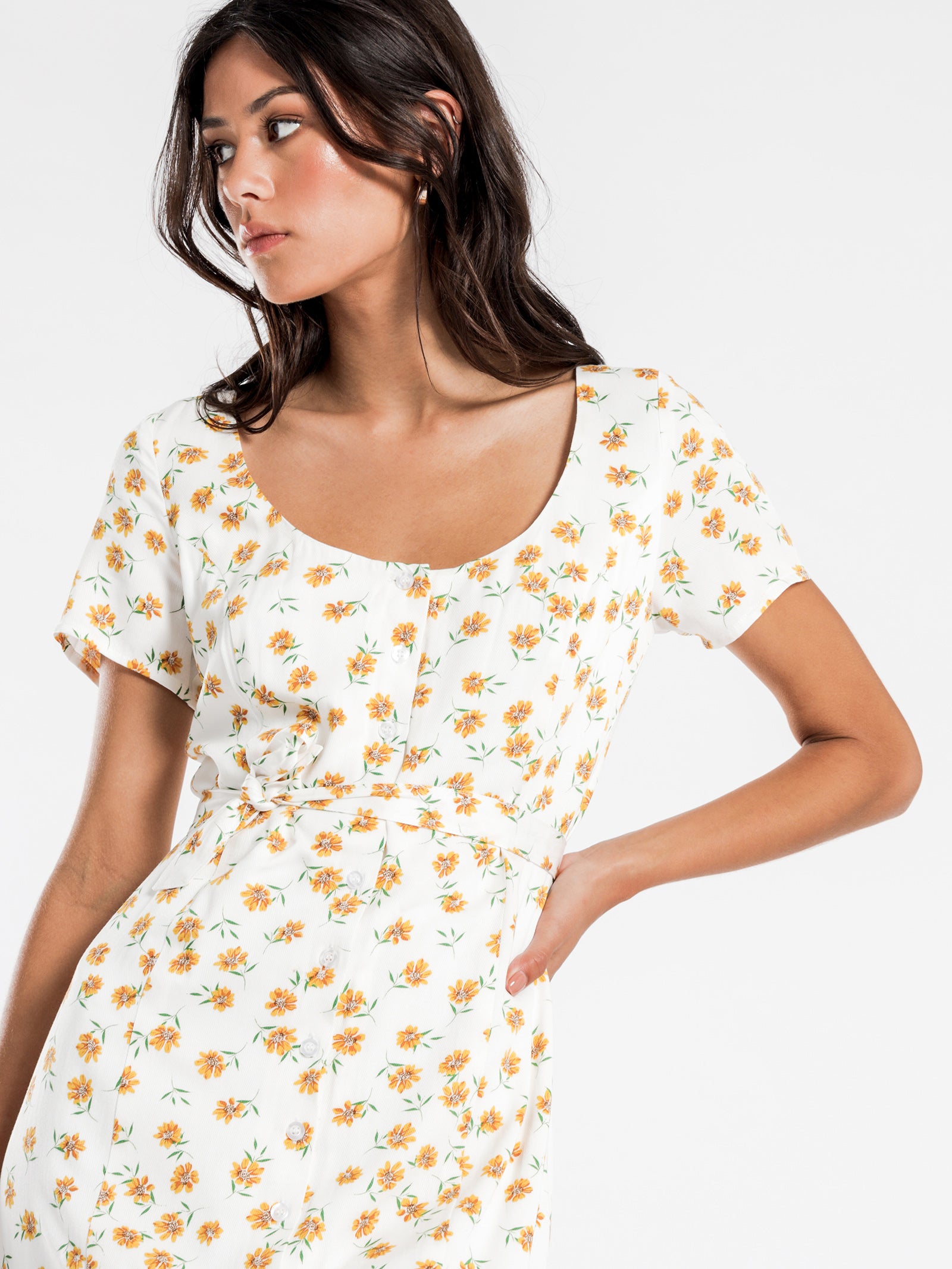 Britt Button Front Midi Dress