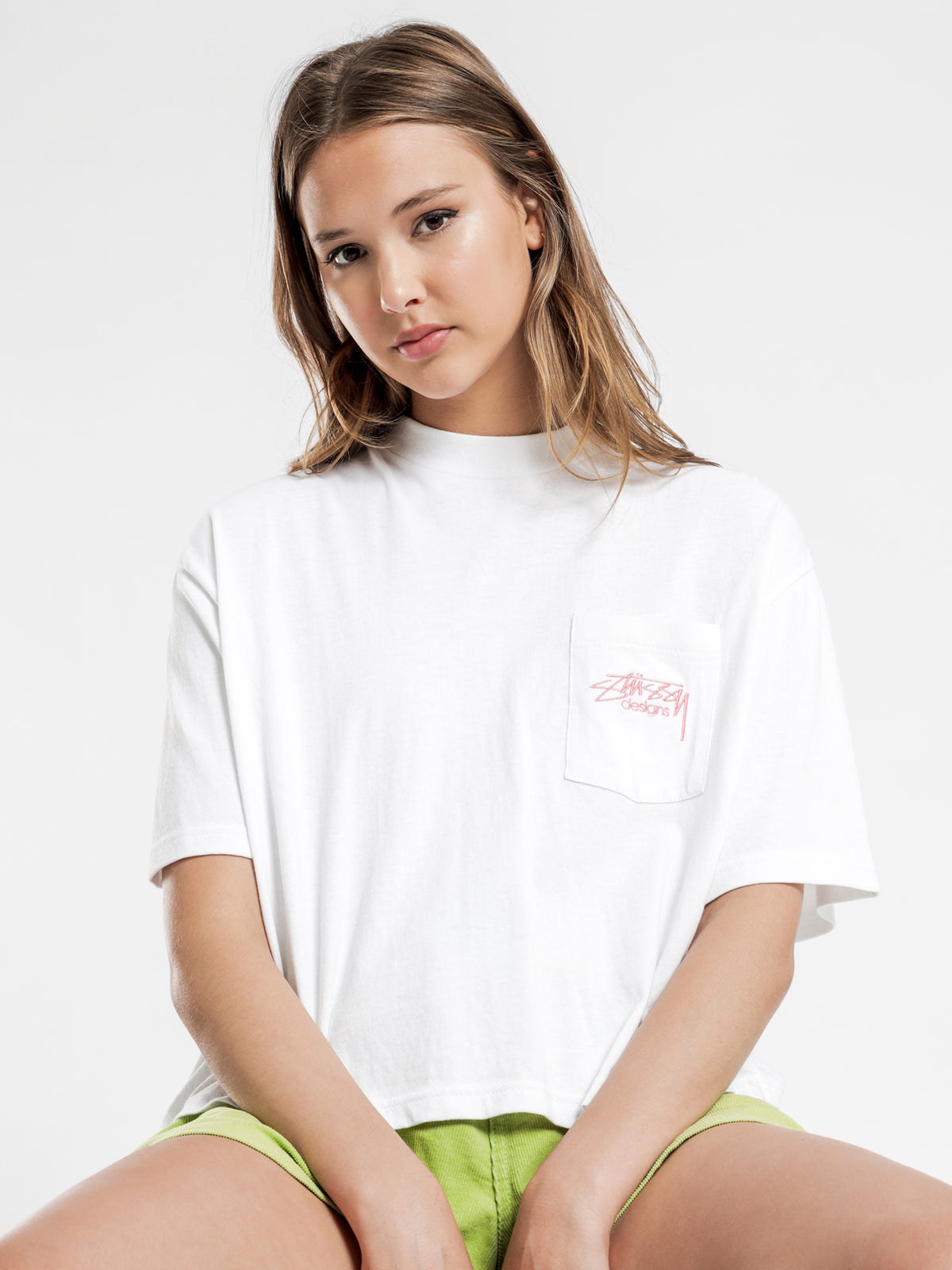 Designs Pocket Boxy T-Shirt in White