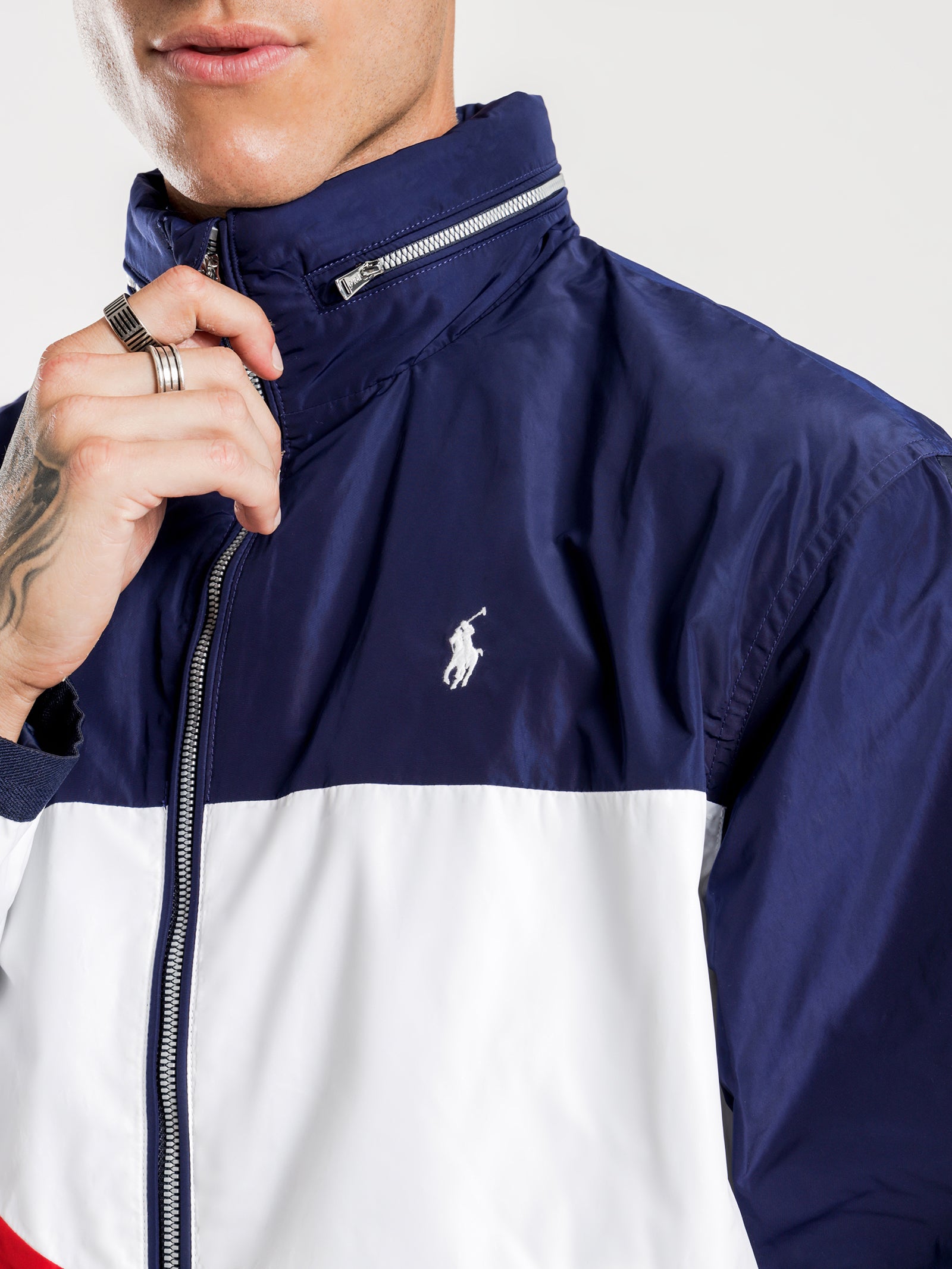 Tricolour Flag Zip Through Windbreaker Jacket