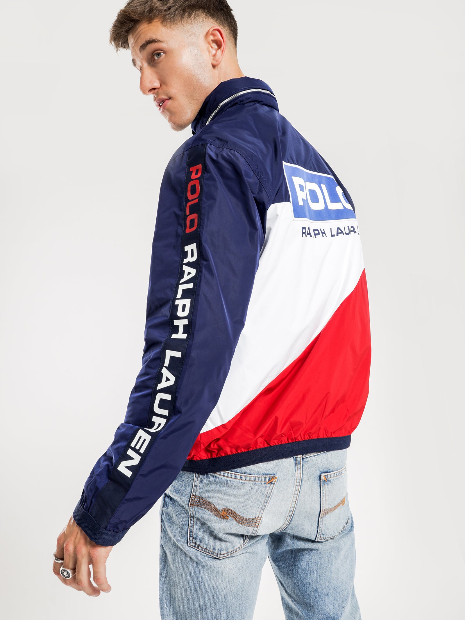 Tricolour Flag Zip Through Windbreaker Jacket