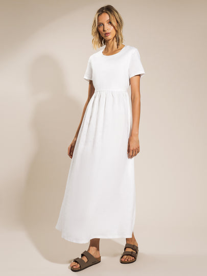Claudia Linen Maxi Dress in White
