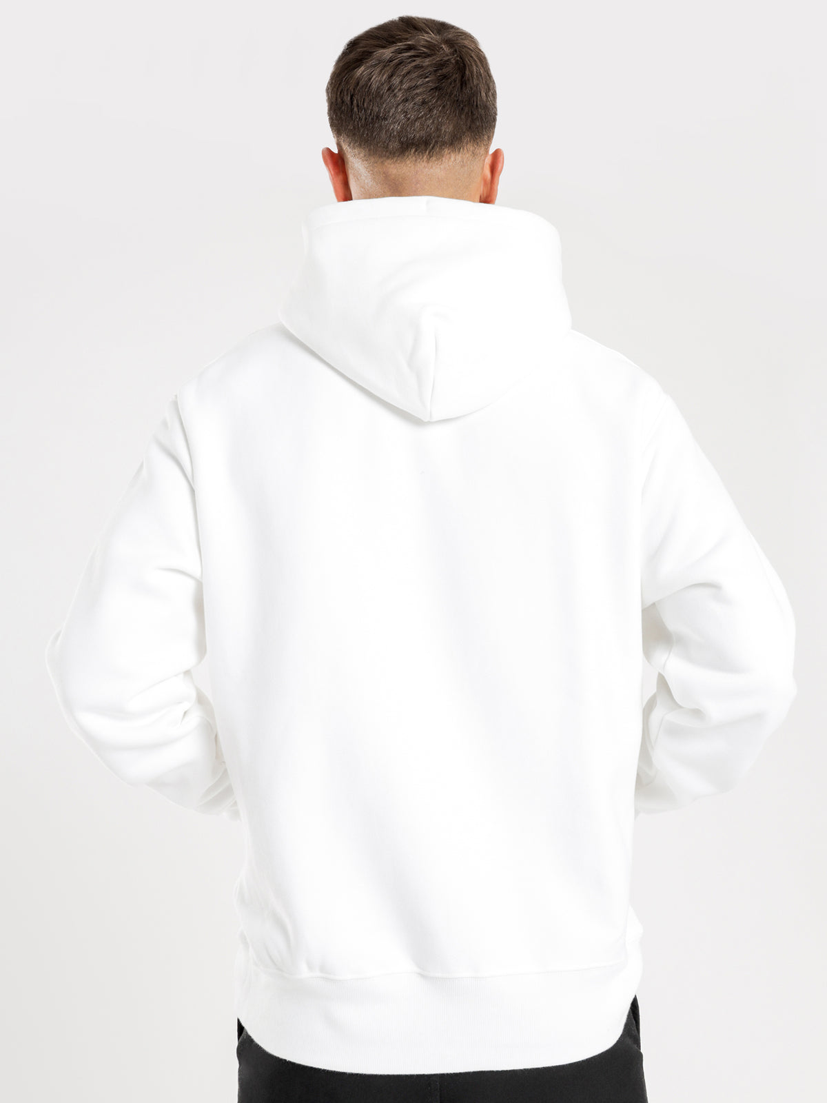 Reverse Weave Graphic Hoodie in White