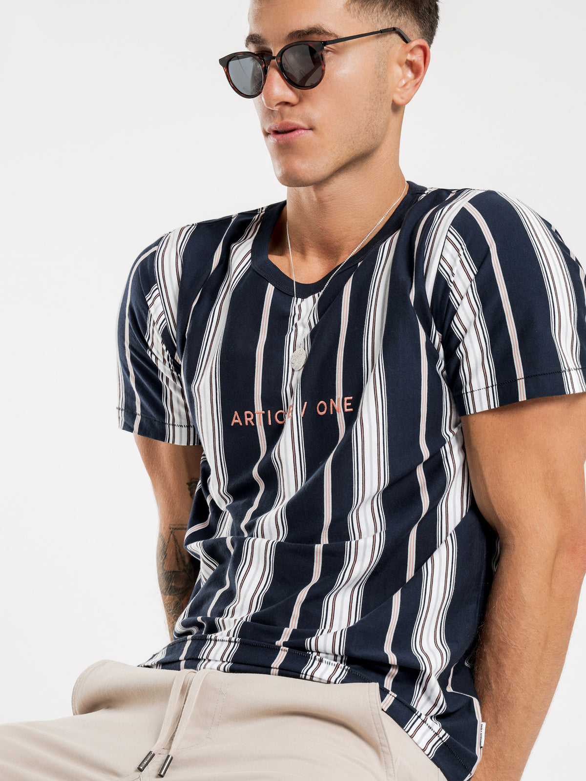 Frankie Short Sleeve T-Shirt in White Stripe