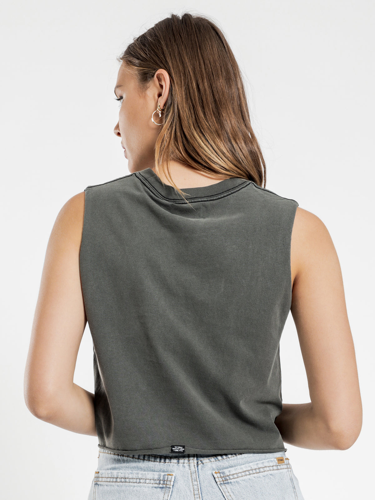 Thrills Rose Spirit Crop Muscle T-Shirt | Black