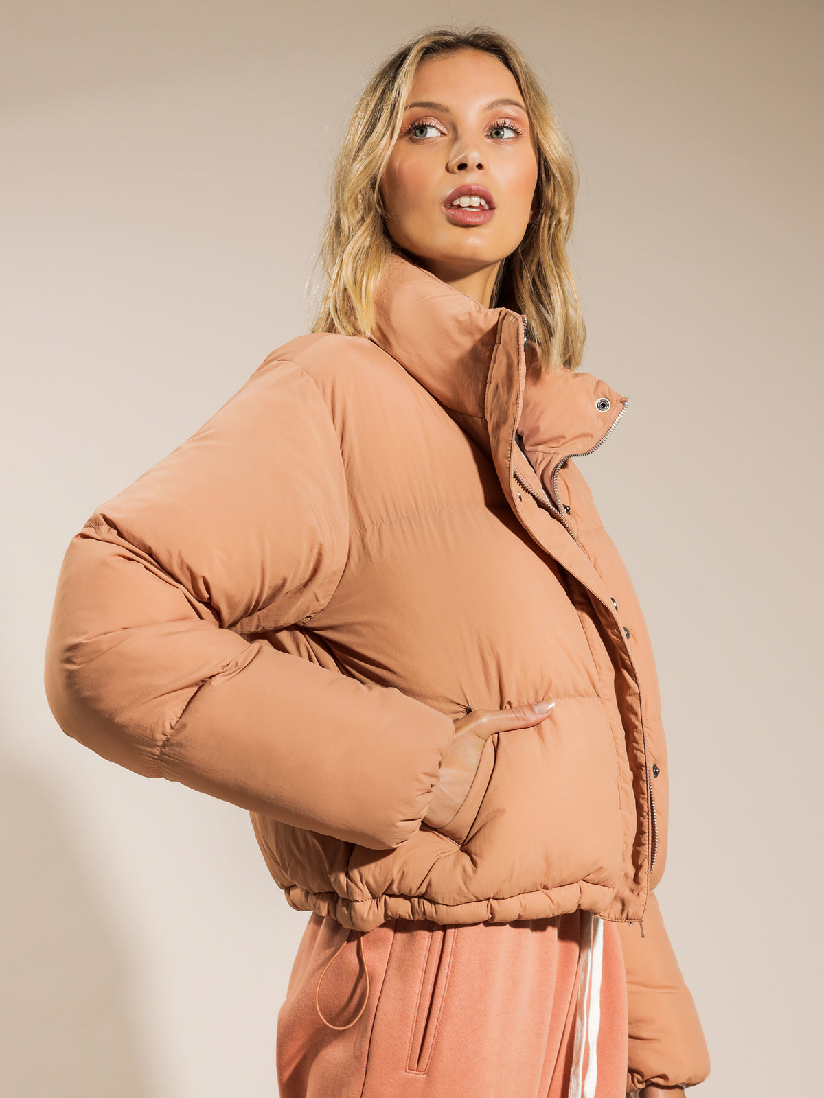 Topher Puffer Jacket in Bisque