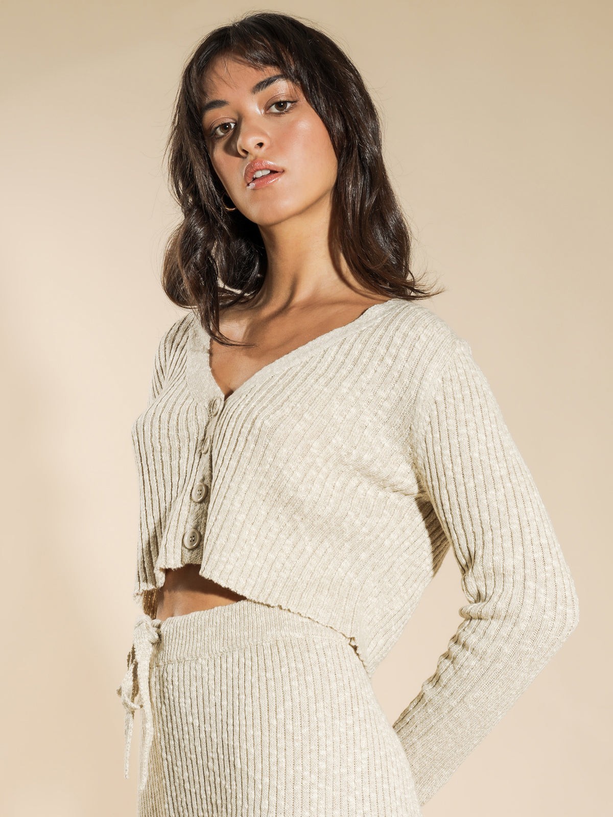 Charlie Speckle Cardigan in Oat