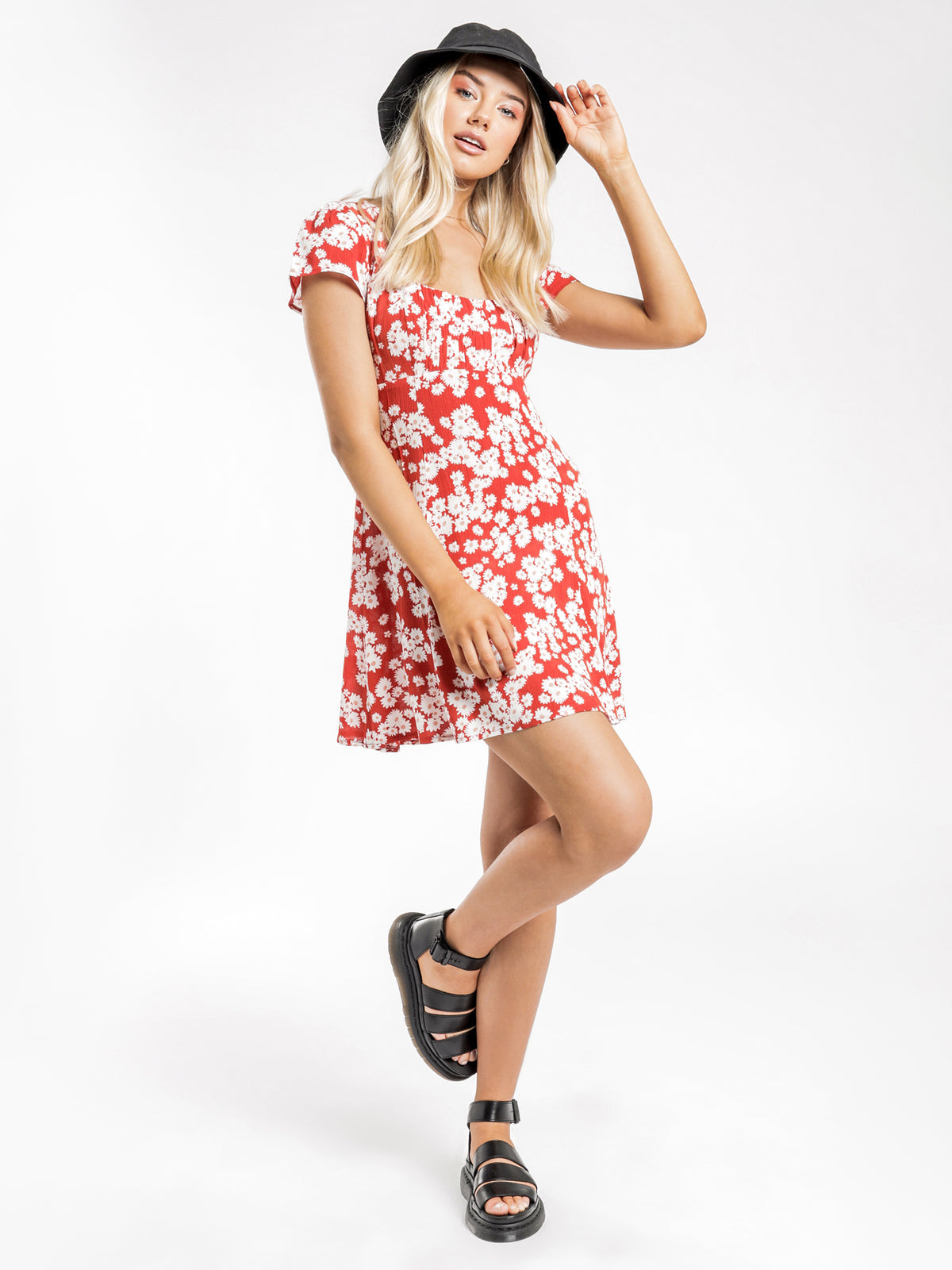 Paloma Mini Dress in Red Floral