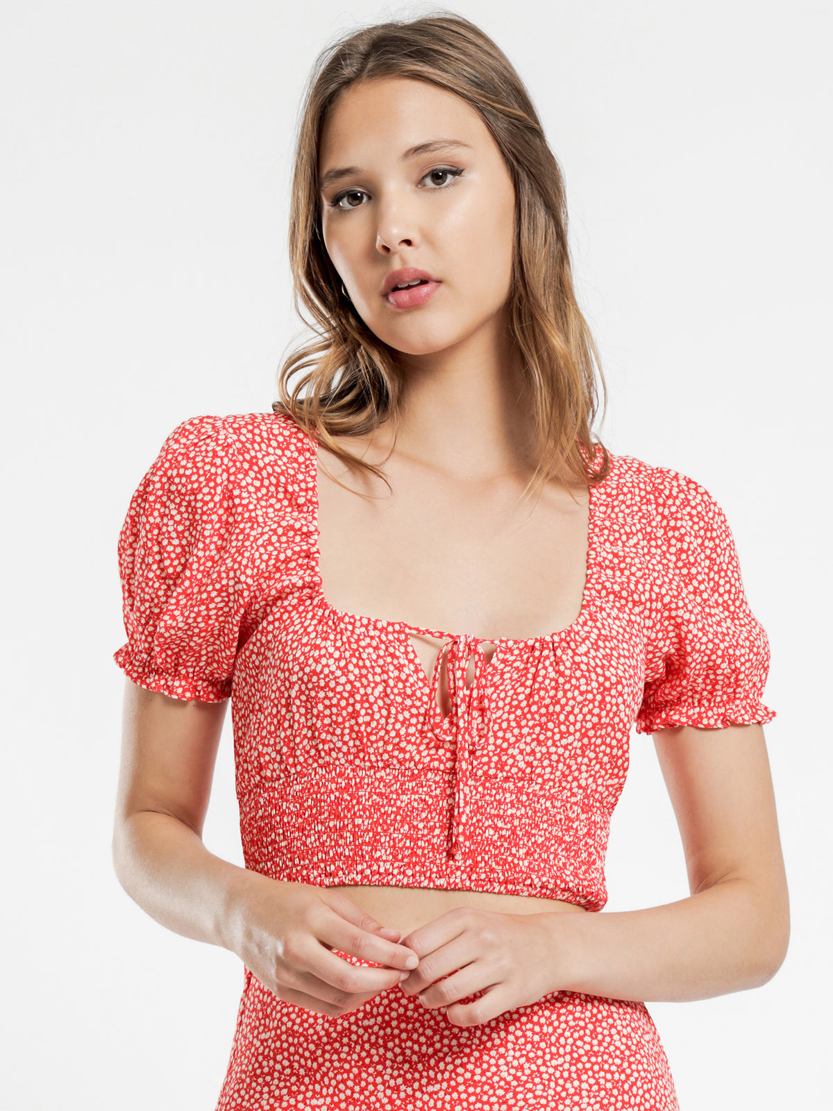 Lina Floral Top in Red