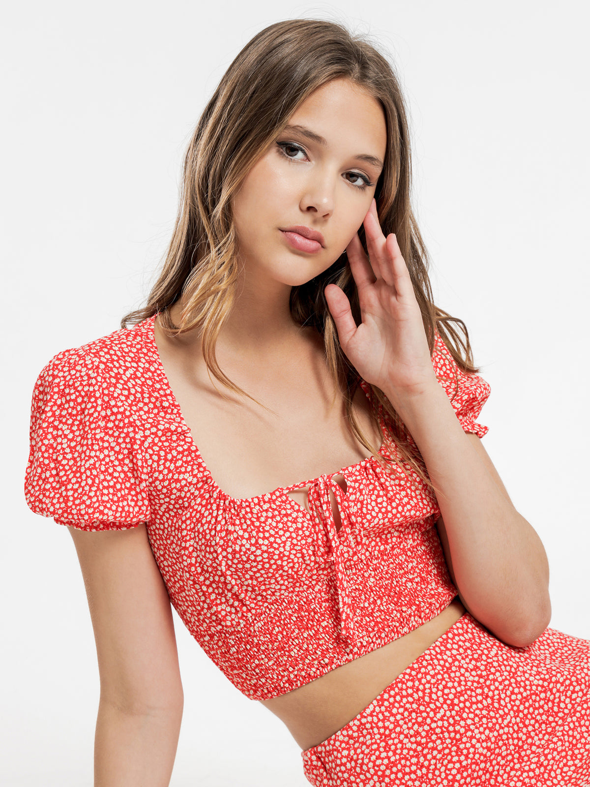 Lina Floral Top in Red