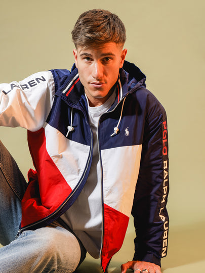 Tricolour Flag Zip Through Windbreaker Jacket