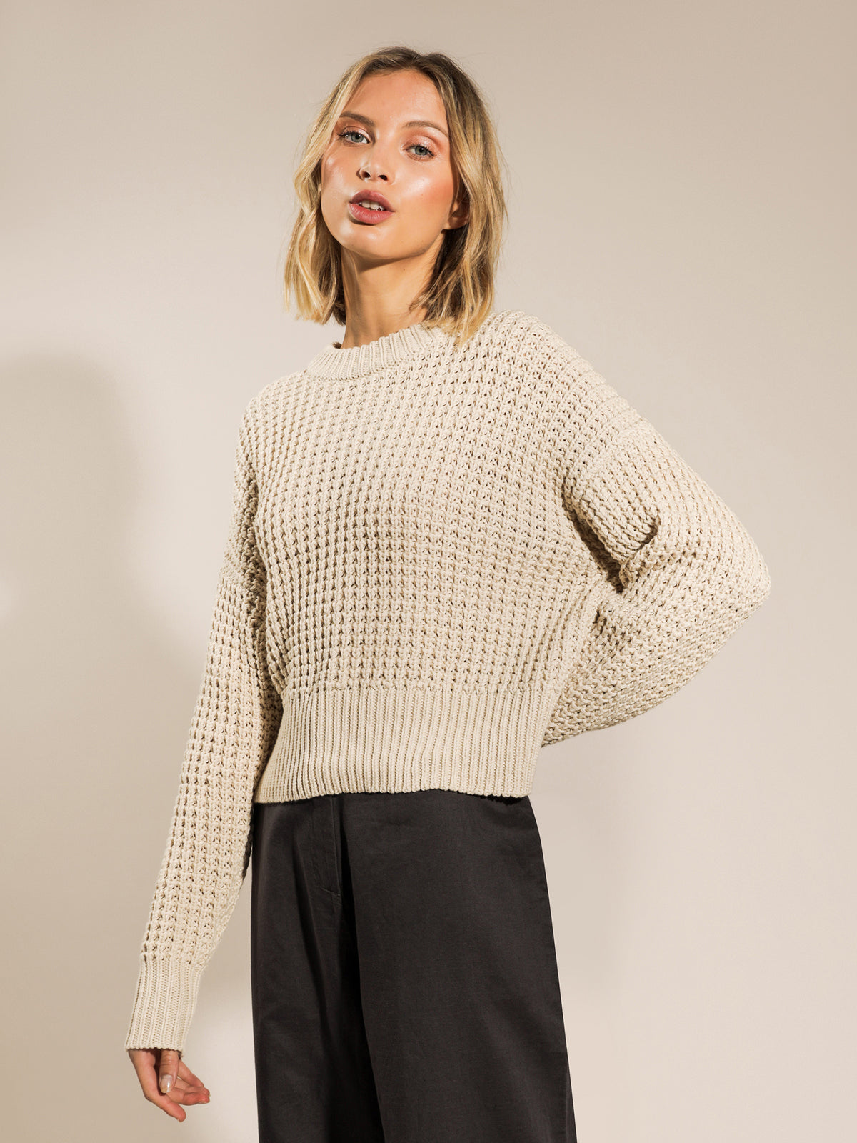 Nude Lucy Eden Waffle Knit Jumper | Off White