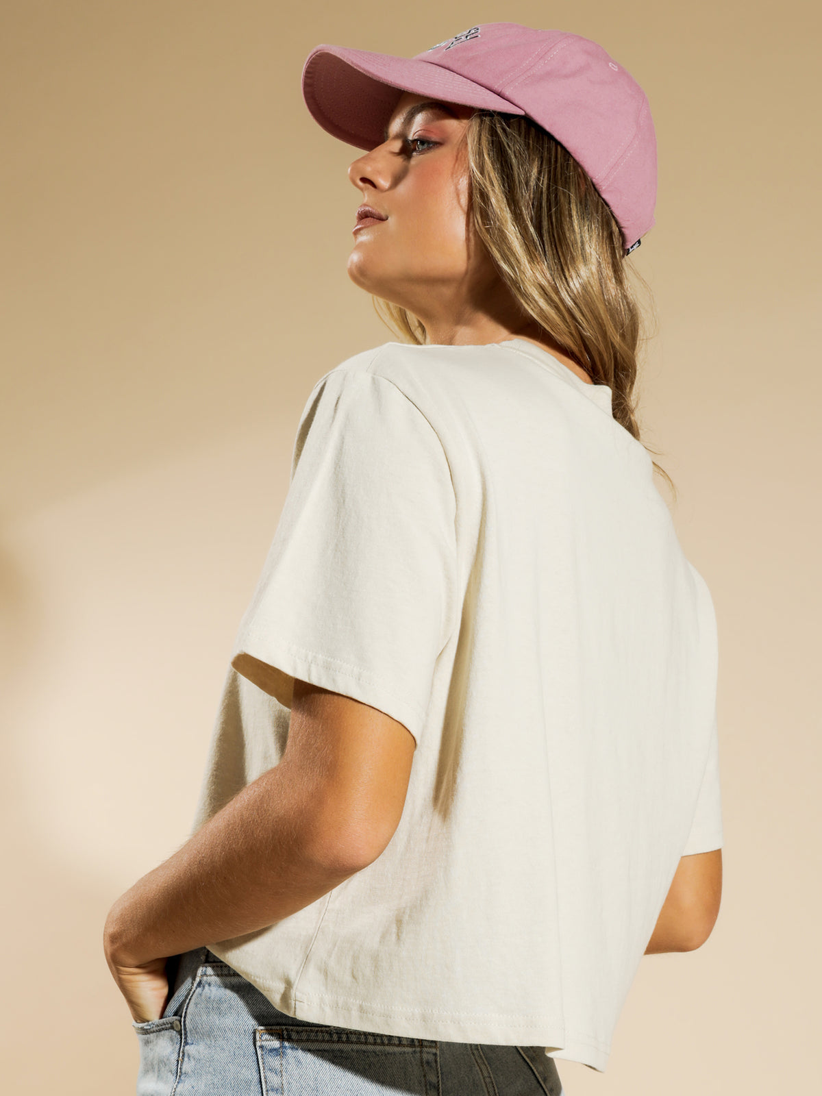Copyright Boxy Cropped T-Shirt in Warmed White
