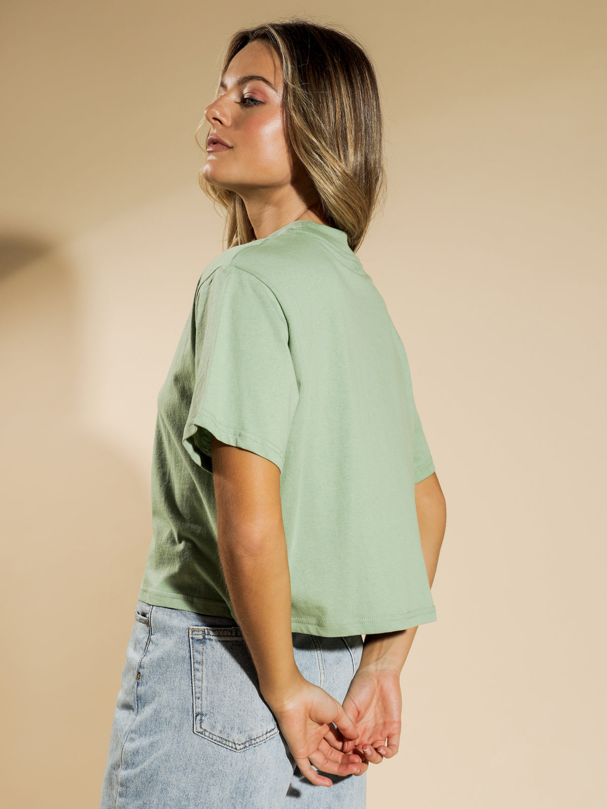Copyright Boxy Cropped T-Shirt in Basil