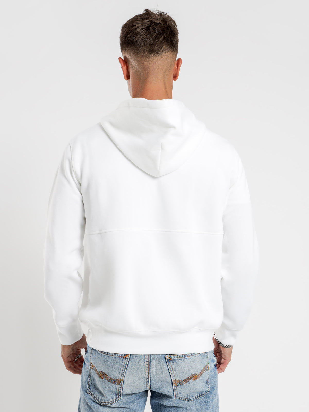 Half Zip-through Hoodie in White