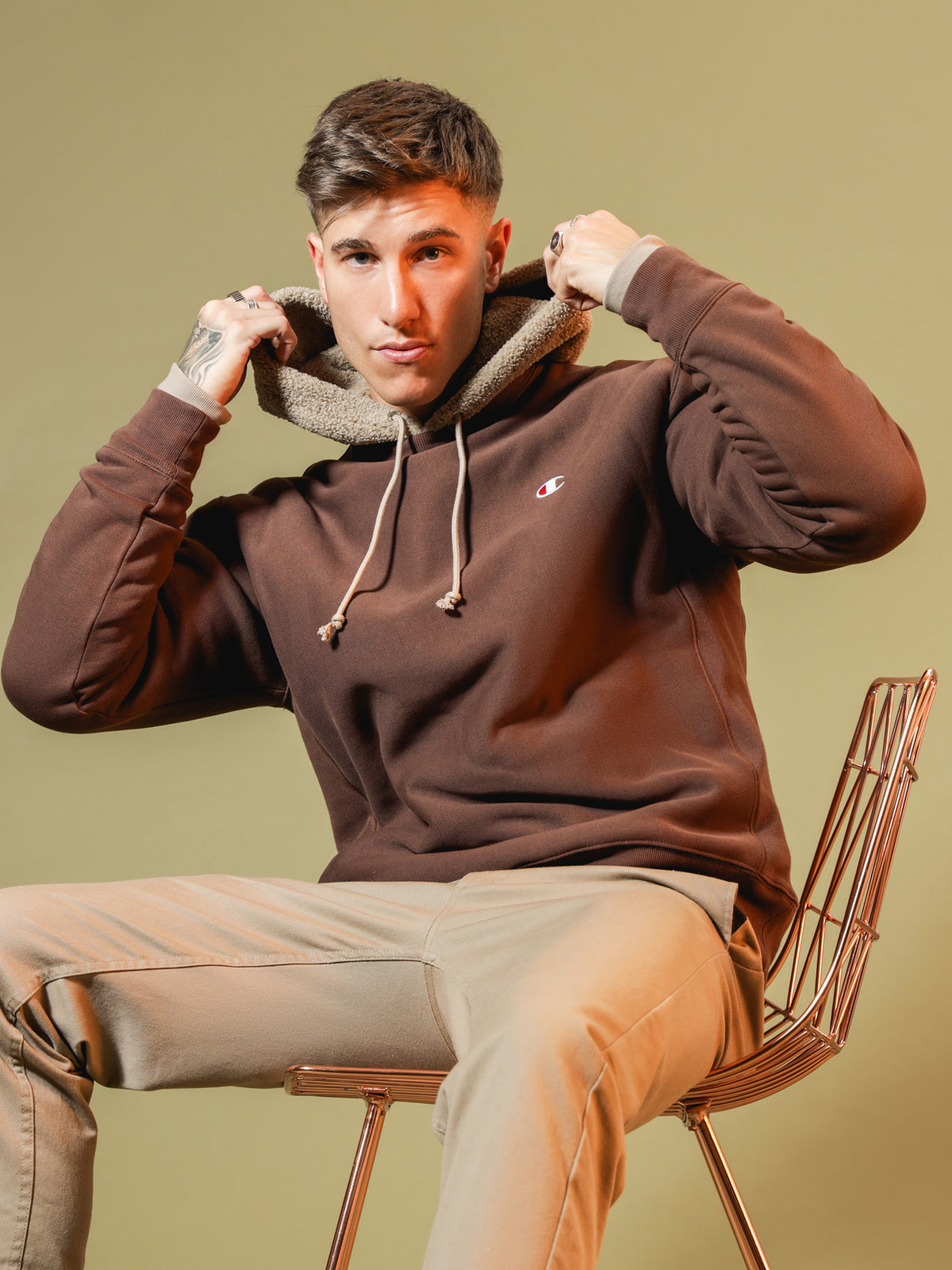 Champion Reverse Weave Crew Fleece Jumper | Brown
