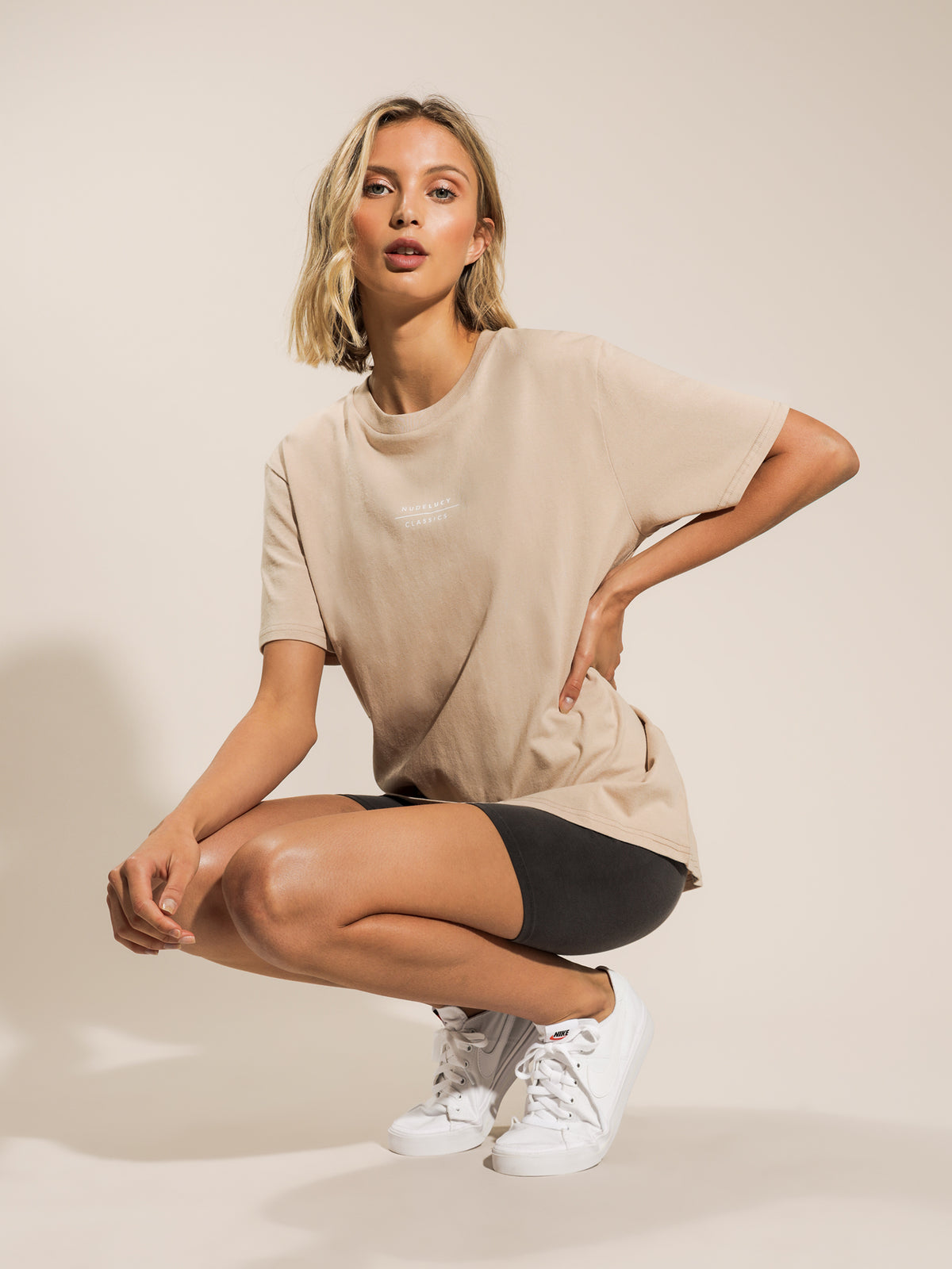 Nude Lucy Nude Classics Slogan Boyfriend T-Shirt | Sand