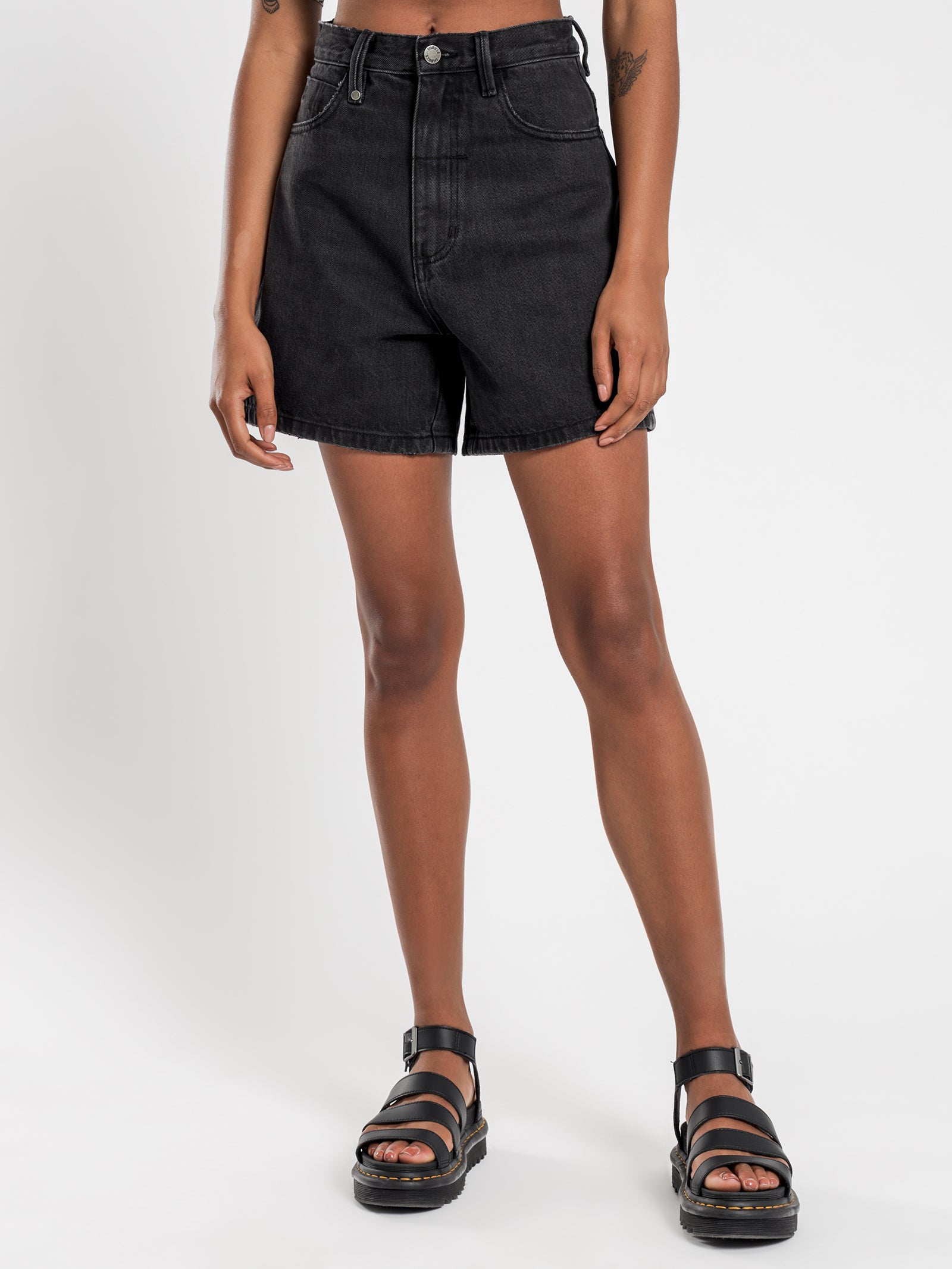 Koko Denim Shorts in Faded Black - Glue Store