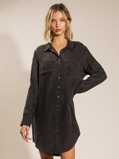 Longline Cupro Shirt Dress